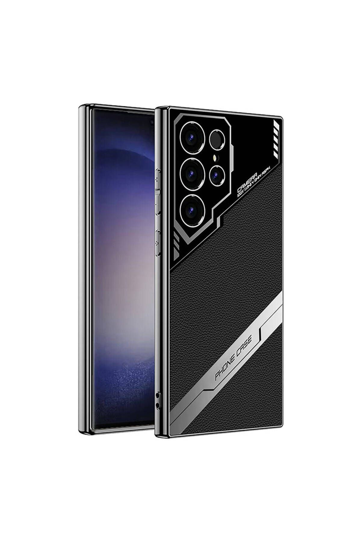 Galaxy S23 Ultra Kılıf Kamera Korumalı Suni Deri Tasarım Zore Yeni Seri Procase Kapak-Siyah