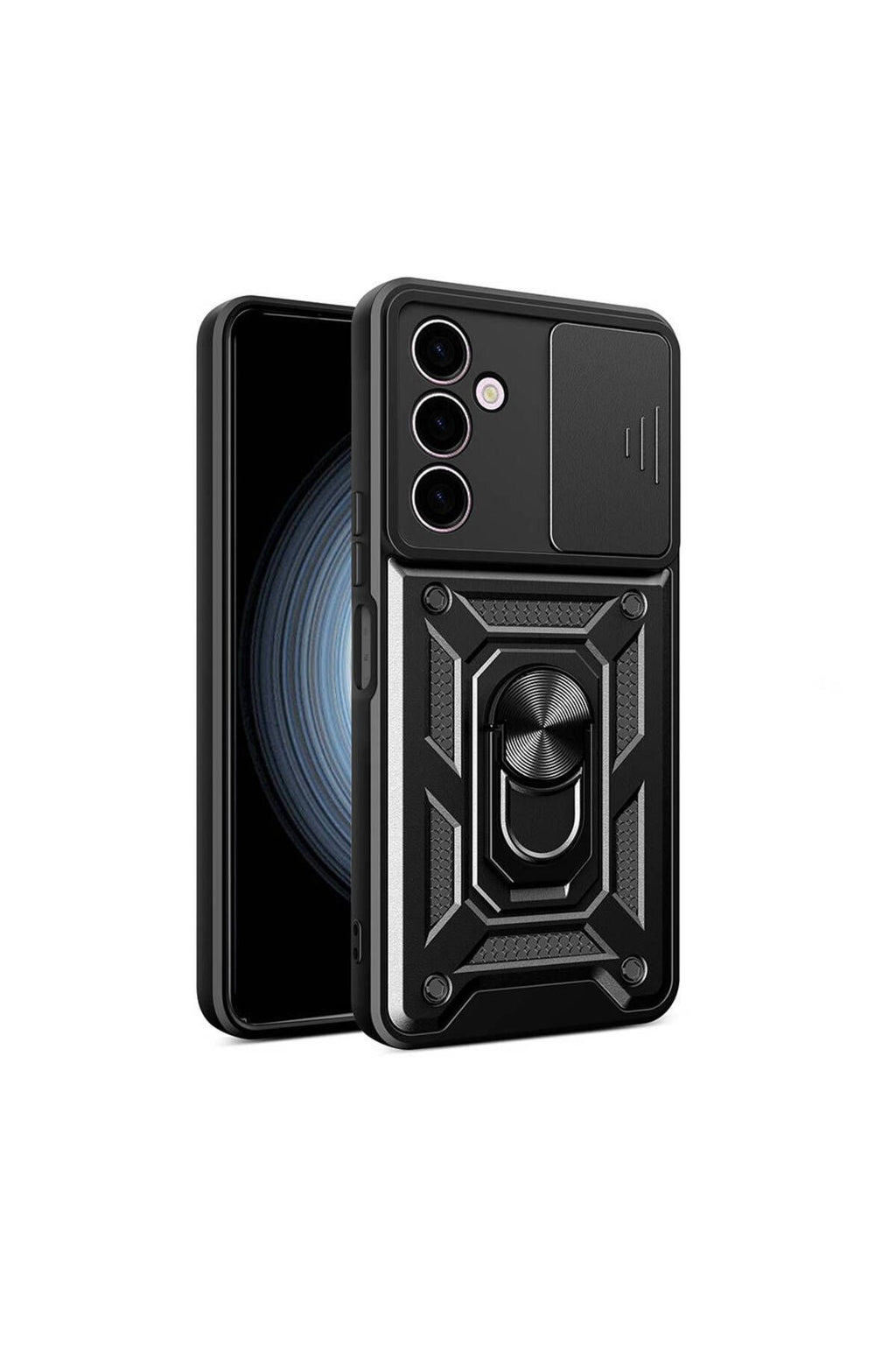 Galaxy A24 Kılıf Magnetik Standlı Kamera Korumalı Zore Sürgülü Vega Kapak - Mavi