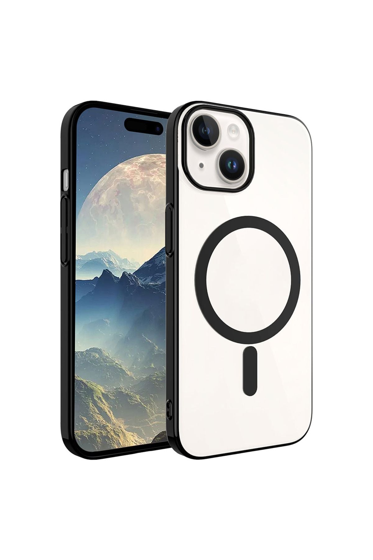 iPhone 15 Plus Uyumlu Zore Wireless Şarj Özellikli Pixel Magsafe Kılıf-Siyah