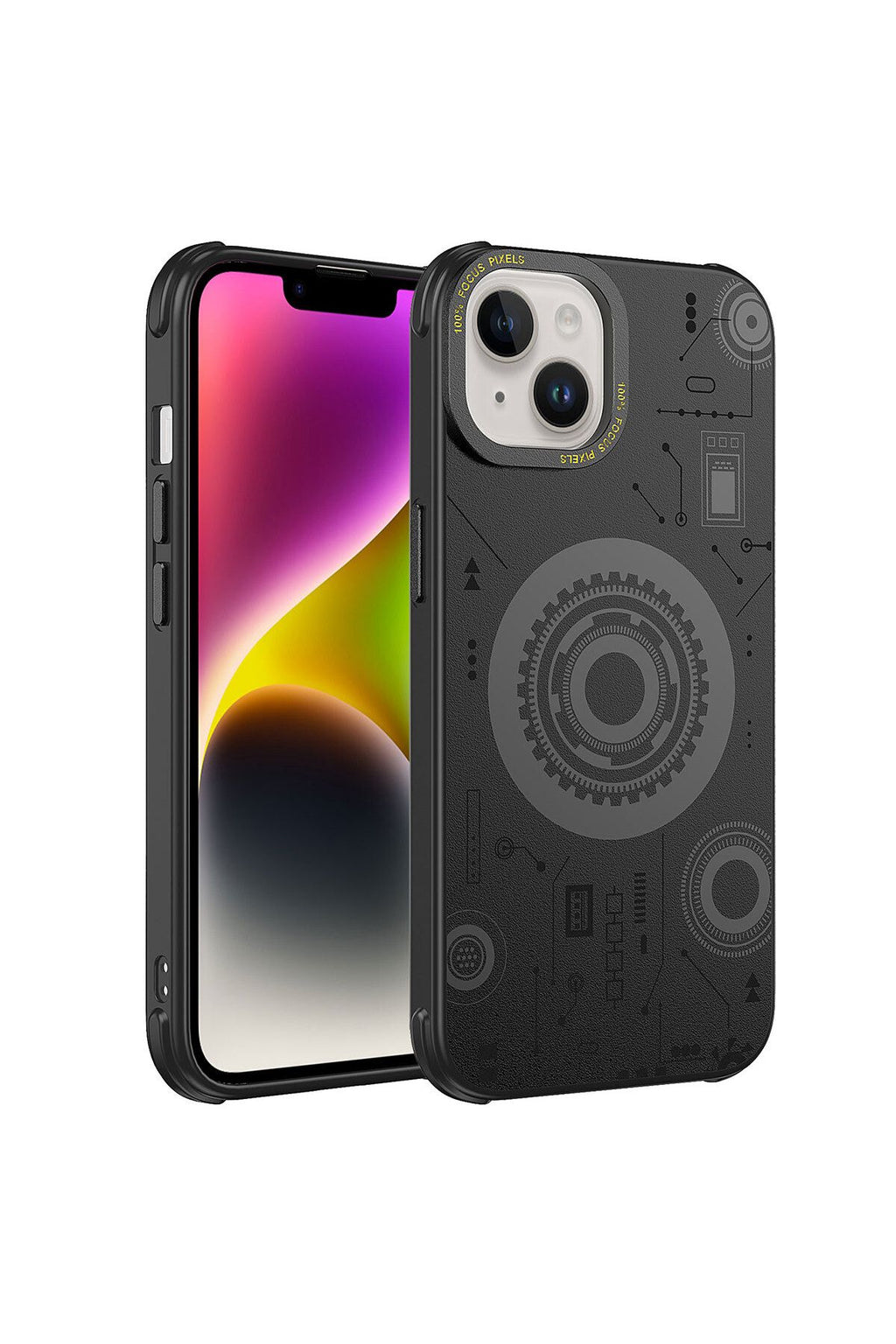 iPhone 14 Uyumlu Zore Wireless Şarj Özellikli Desenli Hot Kılıf-Siyah