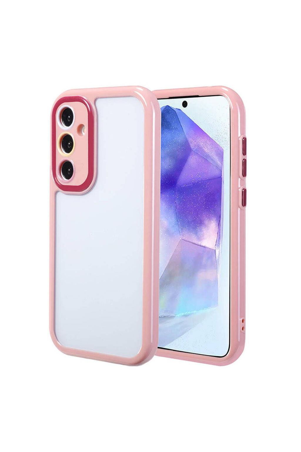 Galaxy A55 Kılıf Kamera Korumalı Renkli Kenar ve Çerçeve Tasarımlı Zore Vitamin Kapak-Mürdüm