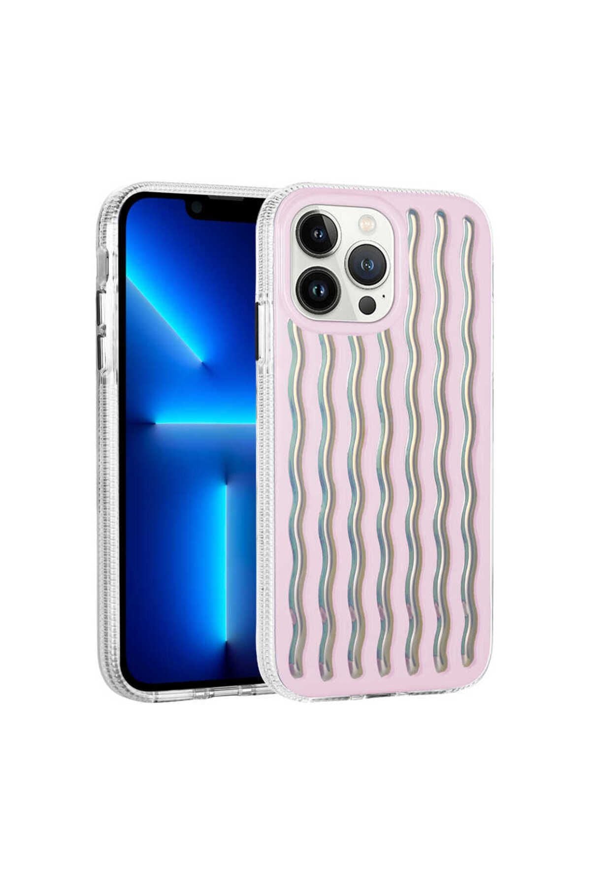 iPhone 14 Pro Uyumlu Kabartmalı Dalga Tasarımlı Silikon Zore İsmira Kılıf-NO2