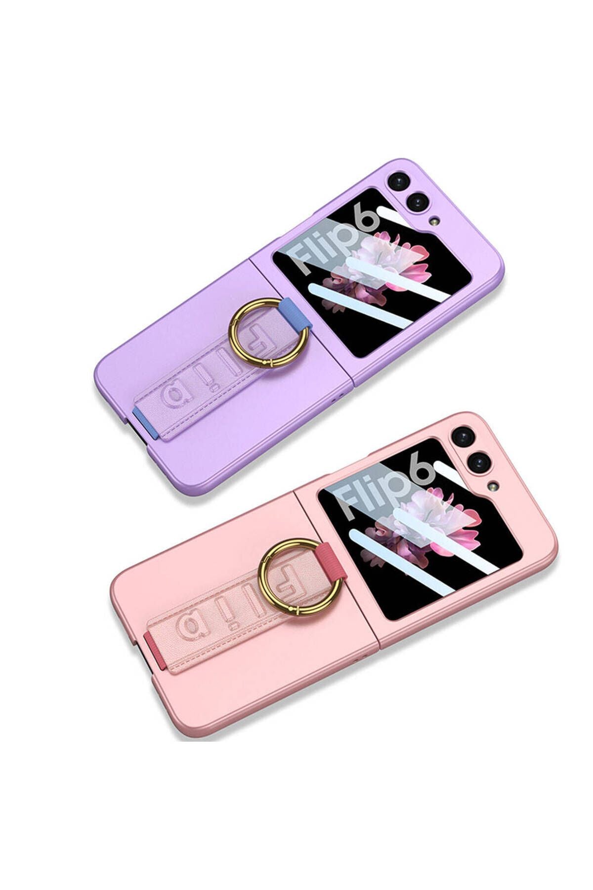 Galaxy Z Flip 6 Kılıf Kamera Korumalı Yüzüklü Zore Flip Ring Kıpta Kapak-Mor