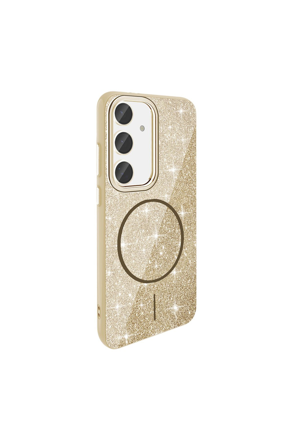 Galaxy S24 FE Kılıf Magsafe Şarj Özellikli Parlayan Simli Zore Okso Kapak - Gold