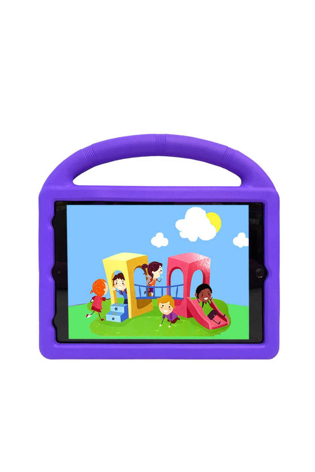 iPad 10.2 (9.Nesil)  Uyumlu Zore Wheel Car Tekerlek Standlı Tablet Eva Silikon Kılıf-Mor