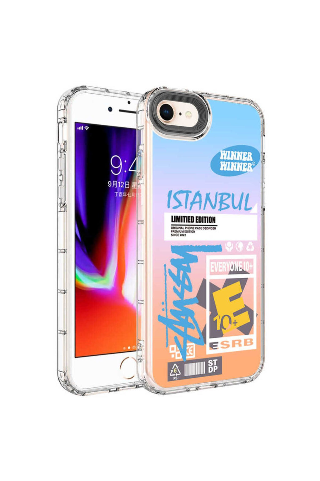 iPhone SE 2020 Kılıf Kamera Korumalı Renkli Desenli Sert Silikon Zore Korn Kapak - NO12