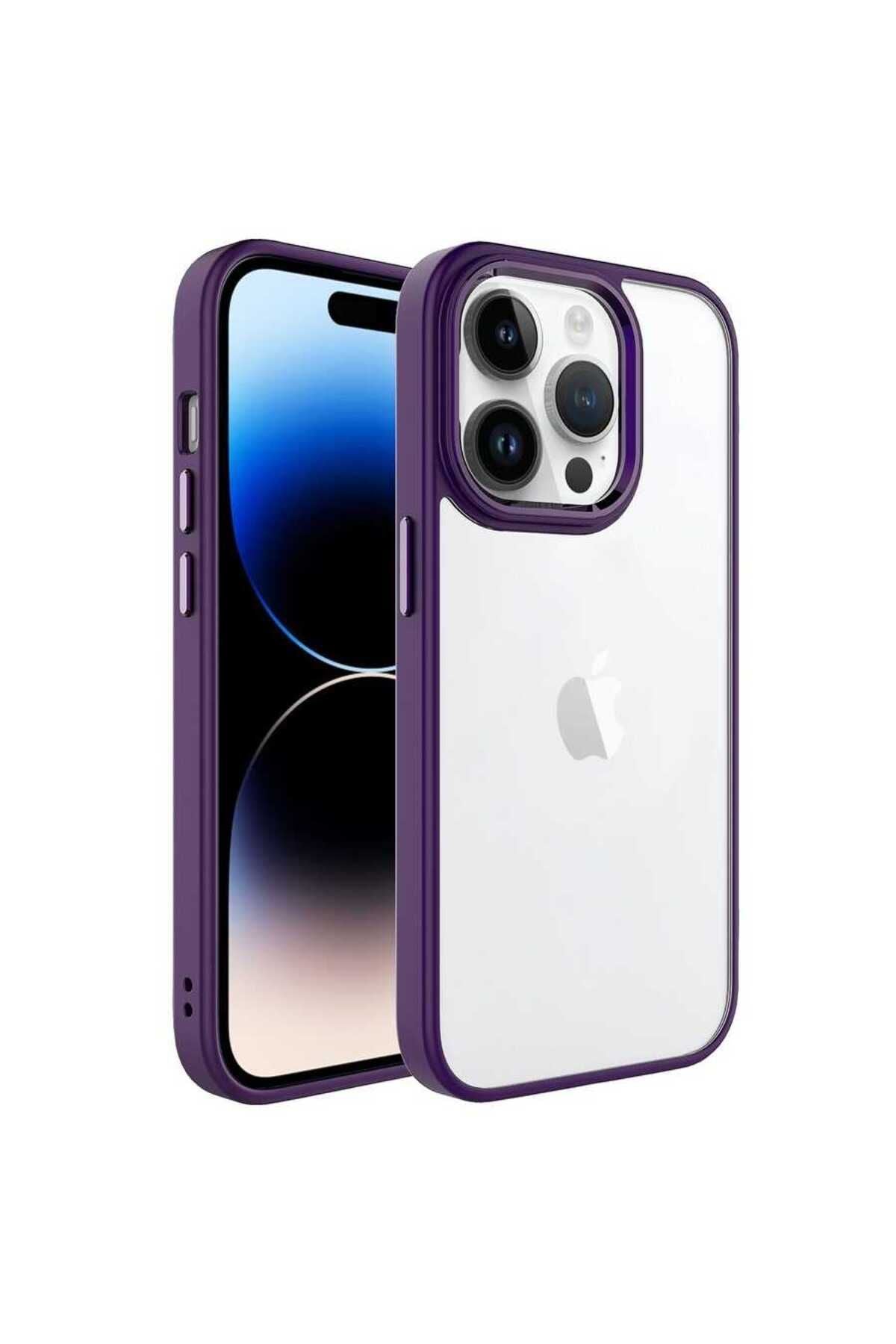 iPhone 14 Pro Uyumlu Zore Krom Kılıf-Derin Mor