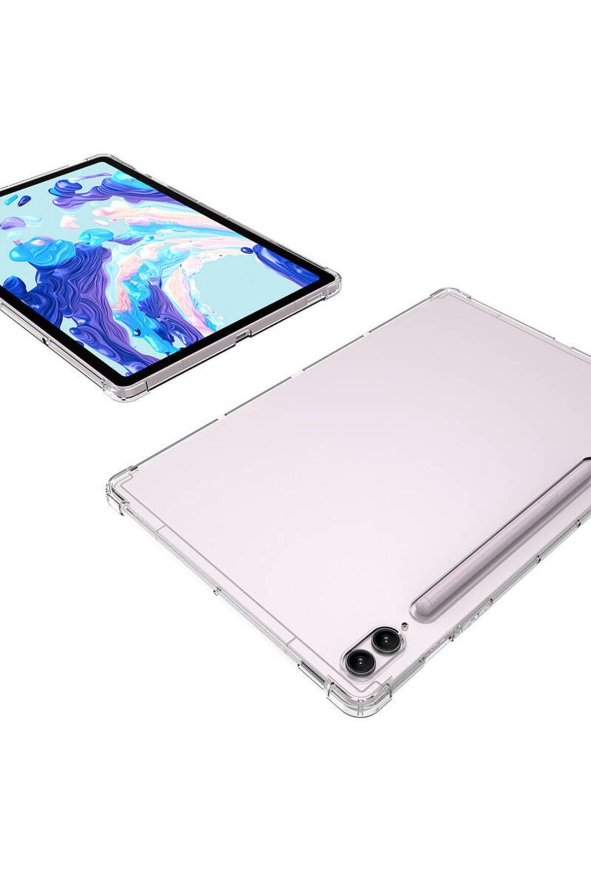 Galaxy Tab S9 Ultra Kılıf  Uyumlu Zore Tablet Nitro Anti Shock Silikon Kapak-Renksiz
