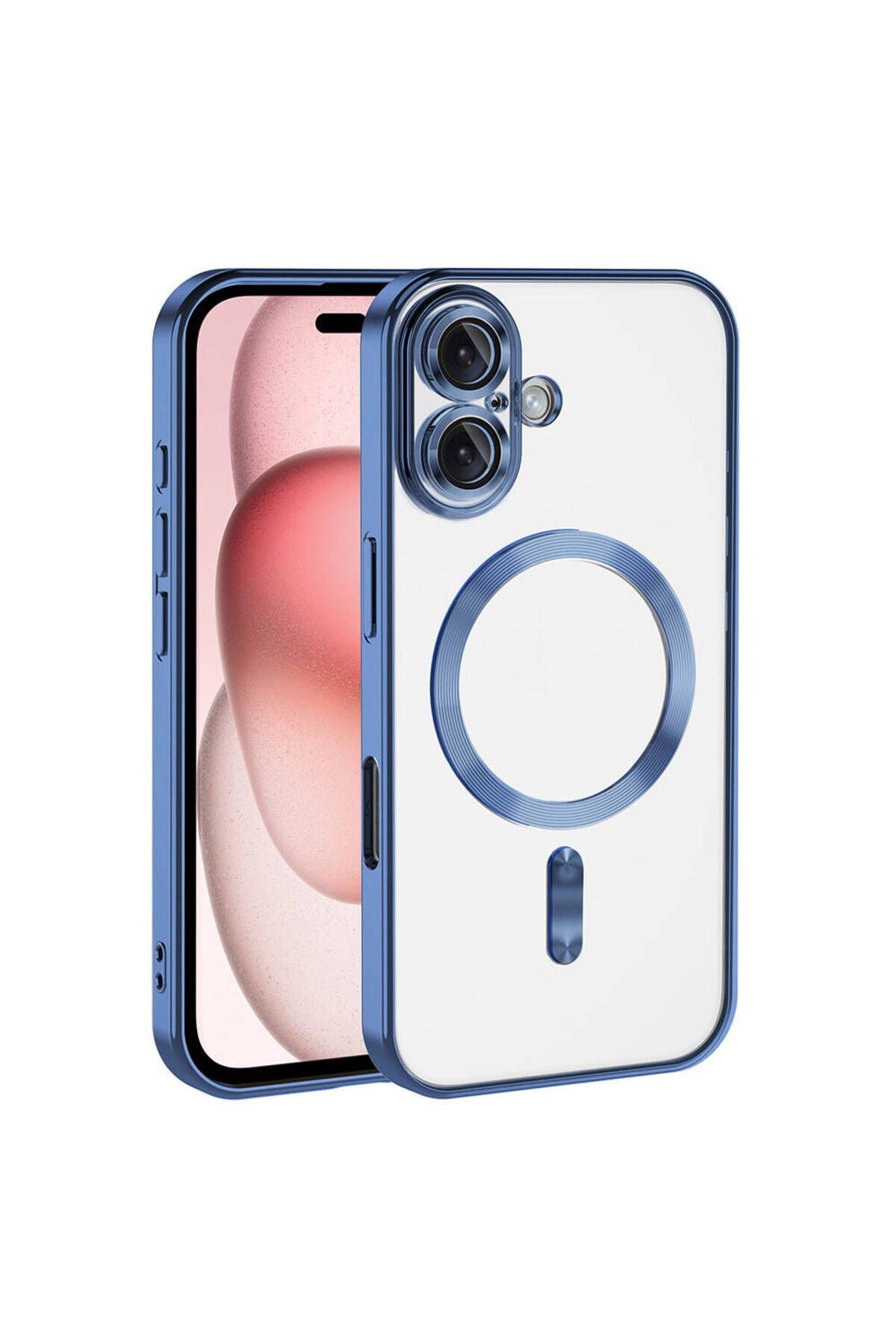 iPhone 16 Plus Kılıf Kamera Korumalı Magsafe Wireless Şarj Özellikli Zore Demre Kapak - Mavi