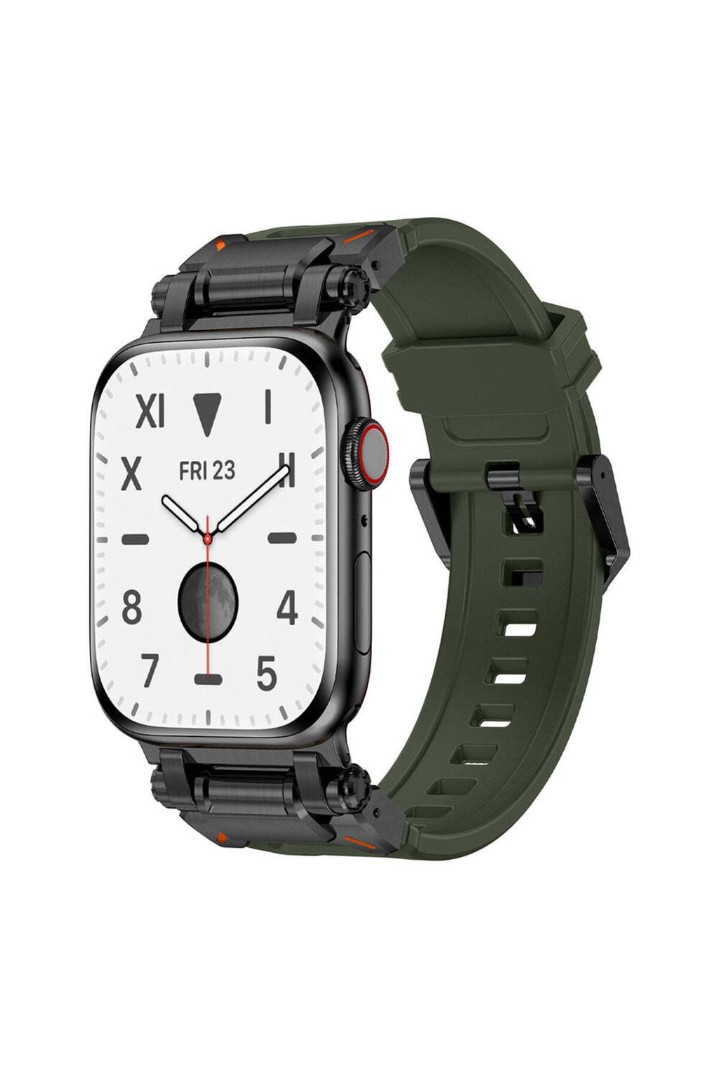 Watch 44mm CLO KRD-101 Titanyum Metal Başlıklı Silikon Kordon-Siyah-Mavi