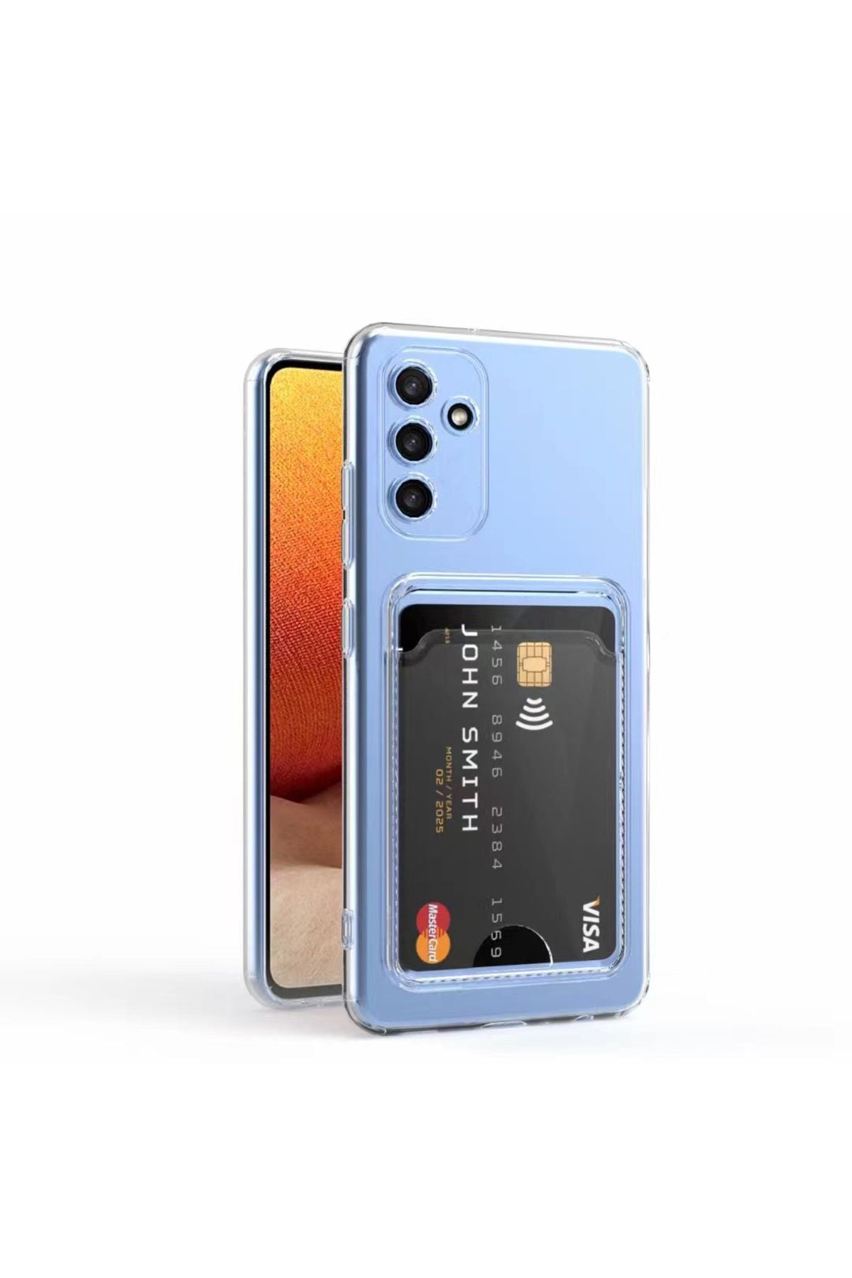 Galaxy A14 Kılıf Kartlıklı Şeffaf Zore Setra Clear Silikon Kapak - Renksiz