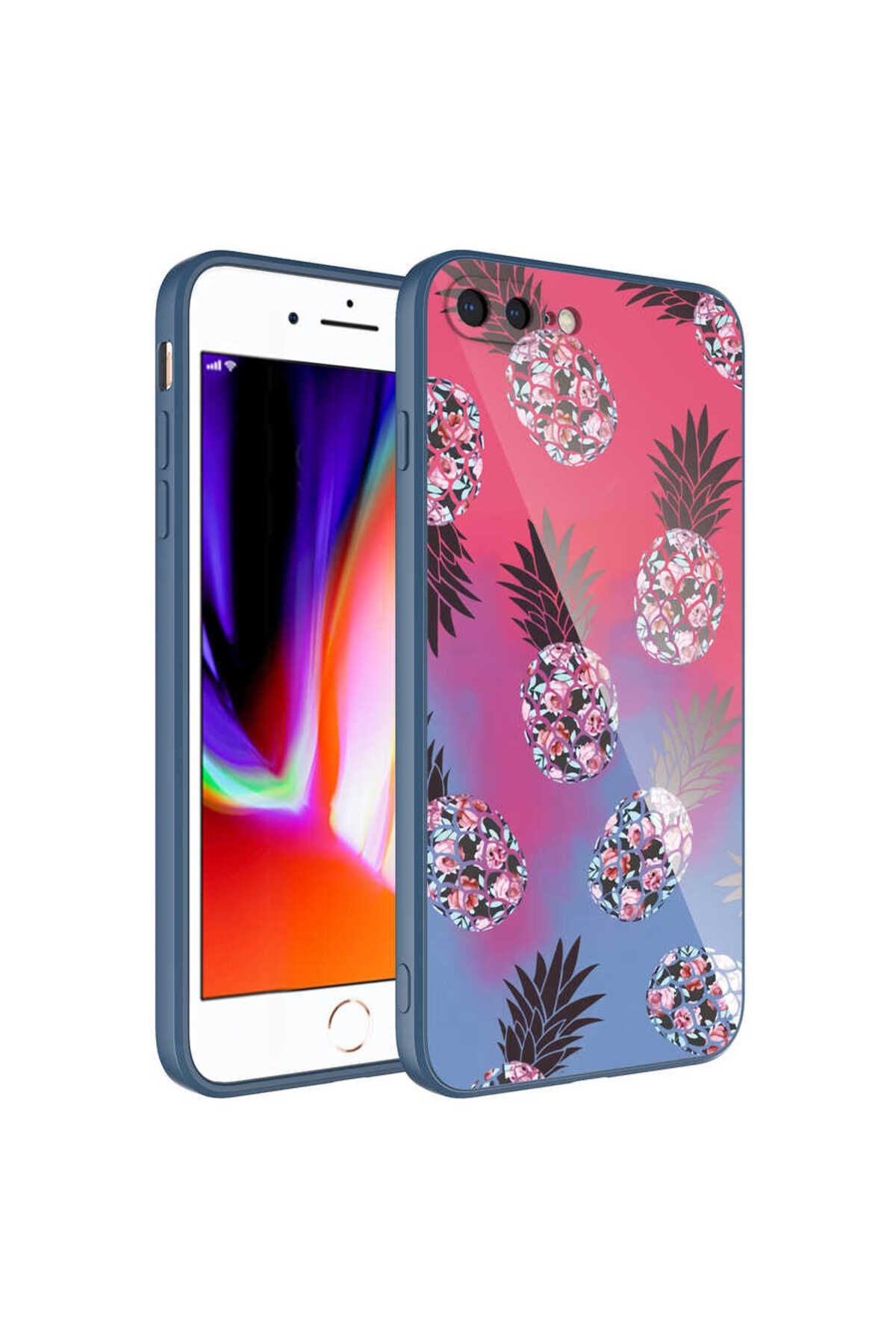 iPhone 8 Plus Kılıf Kamera Korumalı Desenli Sert Silikon Zore Epoksi Kapak - NO4