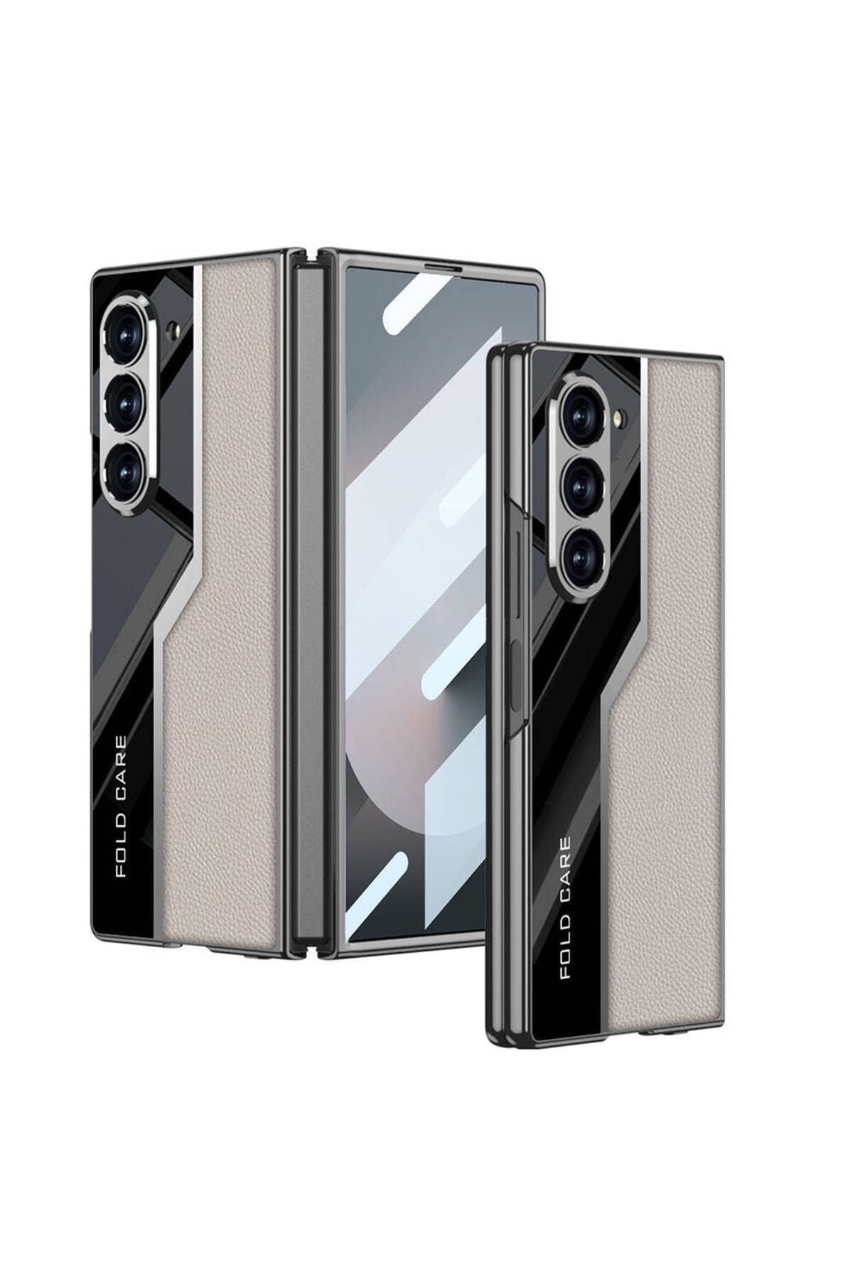 Galaxy Z Fold 6 Kılıf Ultra İnce Kamera Korumalı PC + Deri Arka Yüzey Zore Kıpta Poligan Kapak-Titan