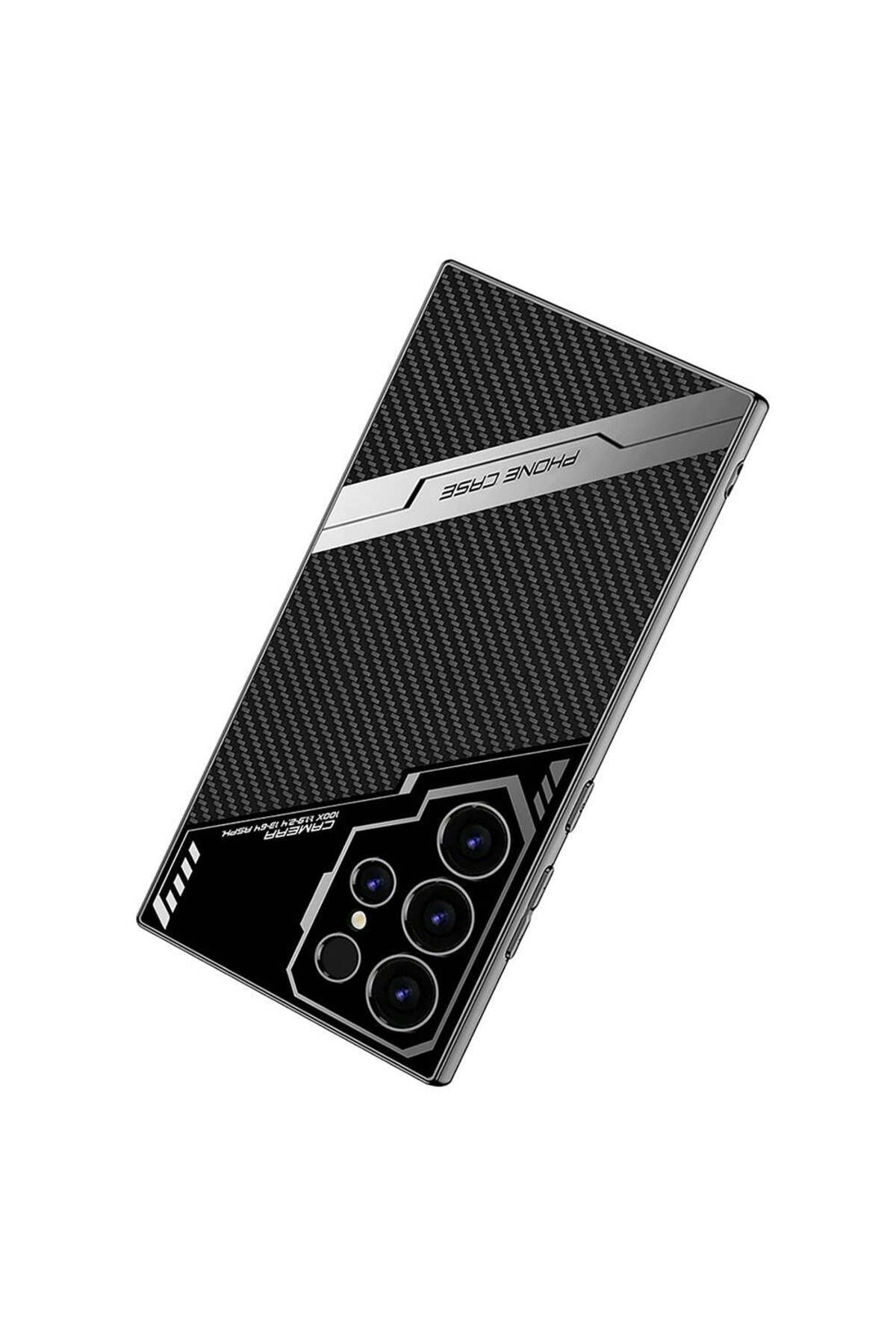 Galaxy S23 Ultra Kılıf Kamera Korumalı Karbon Tasarım Zore Yeni Seri Procase Kapak-Siyah Karbon