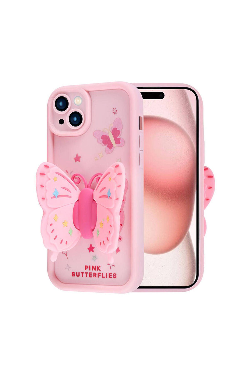 iPhone 15 Kılıf Kamera Korumalı Figür Tasarımlı Zore Kapya Kapak-Pembe Koyu