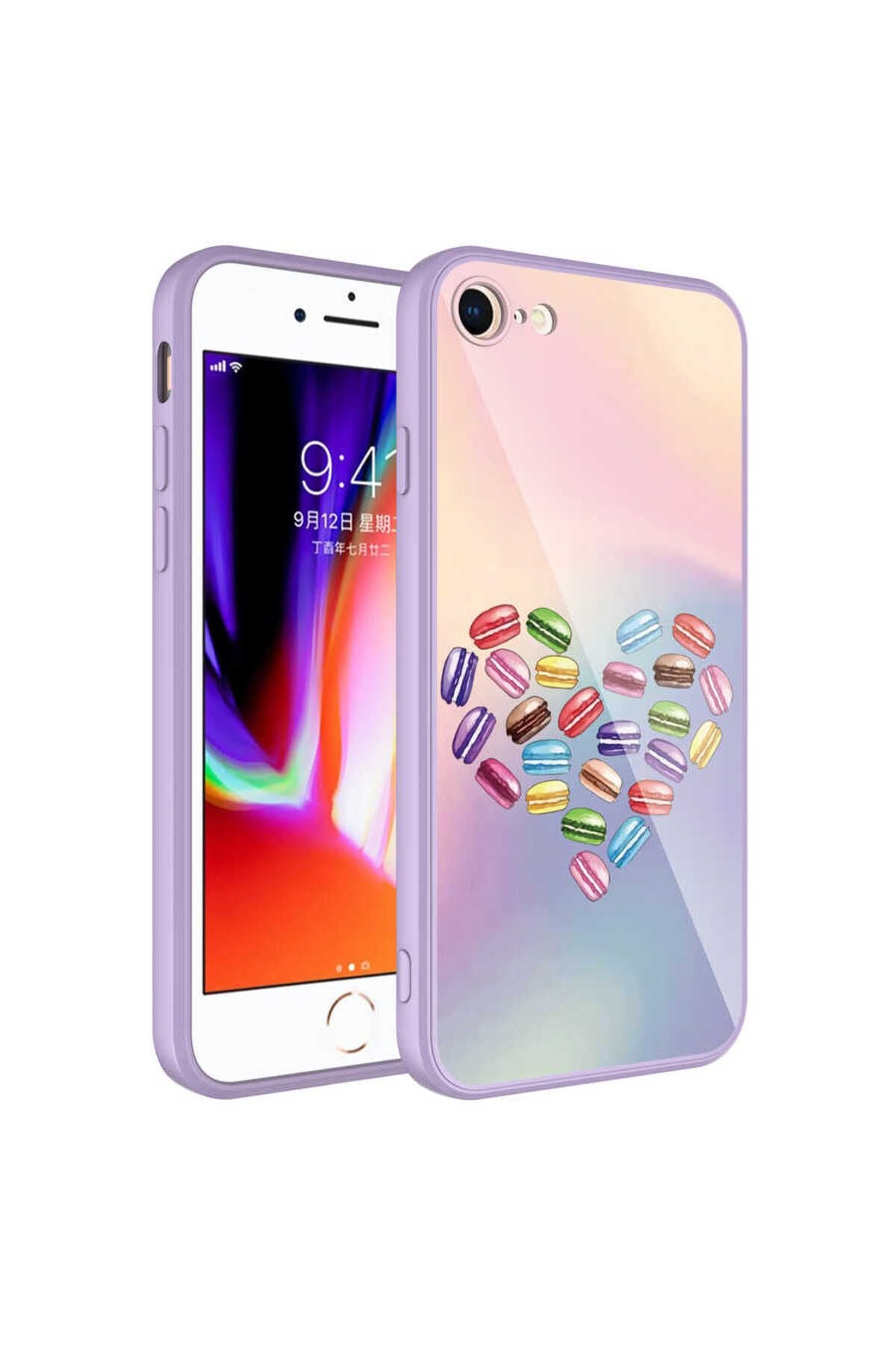 iPhone SE 2022 Uyumlu Kamera Korumalı Desenli Sert Silikon AKAV Epoksi Kılıf-NO1