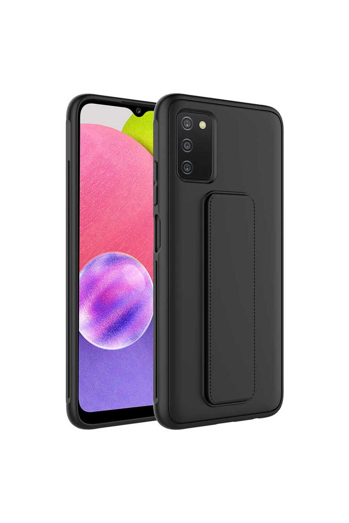 Galaxy A03S Kılıf Zore Qstand Kapak - Gri