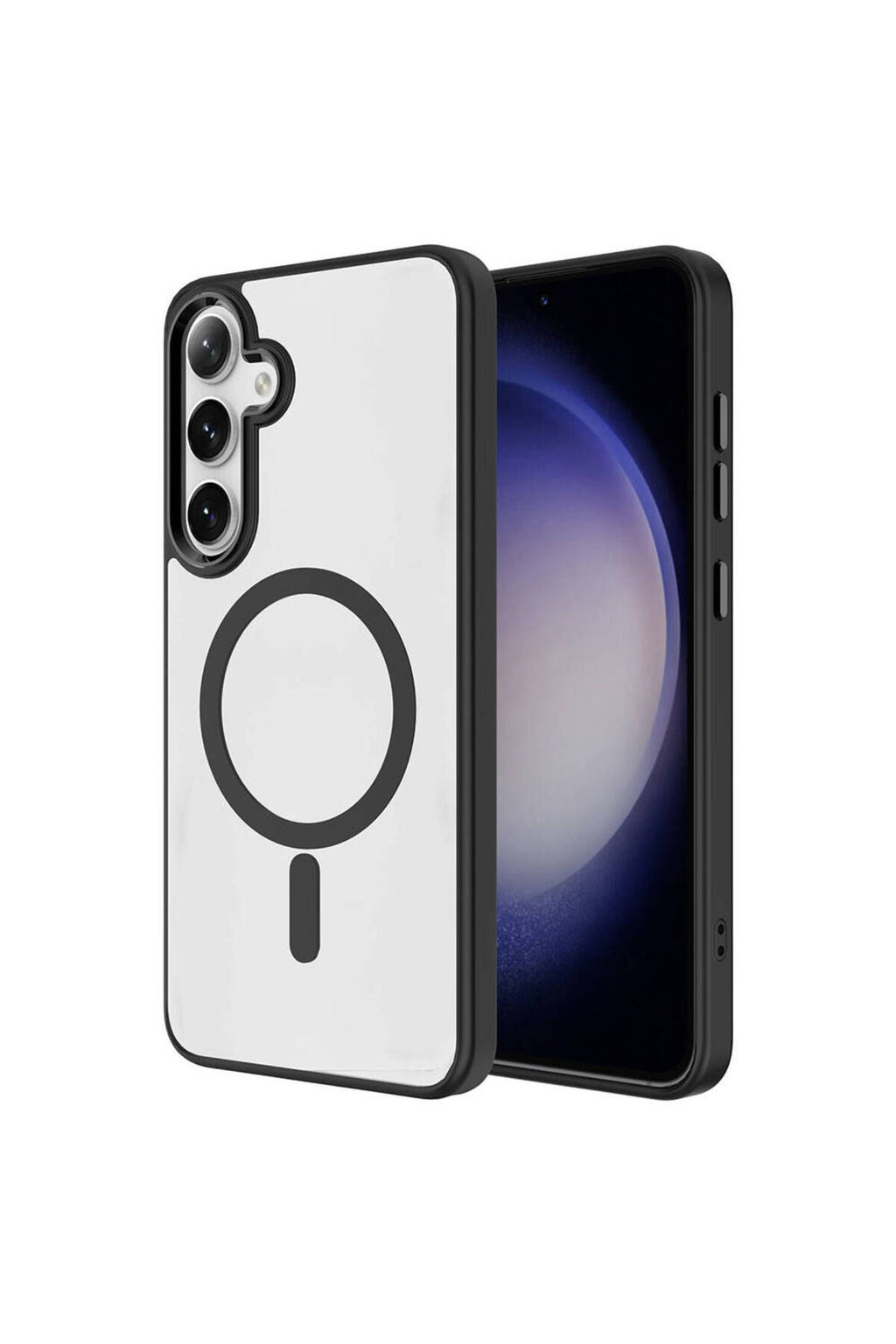 Galaxy S24 Kılıf Magsafe Şarj Özellikli TQR Krom Magsafe Silikon Kapak - Sierra Mavi