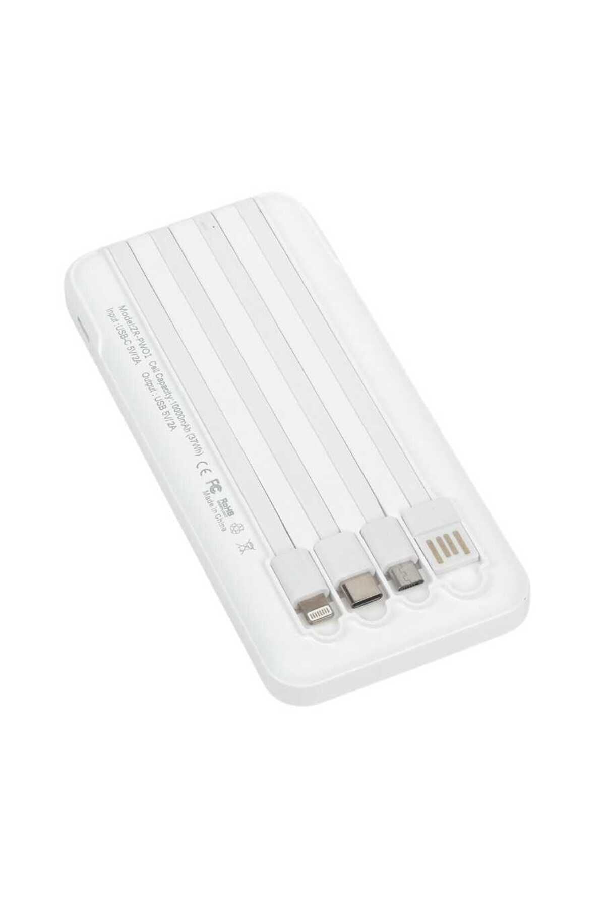 ZR-PW01 Type-C - Micro - Lightning Led Göstergeli Taşınabilir Powerbank 10000 mAh