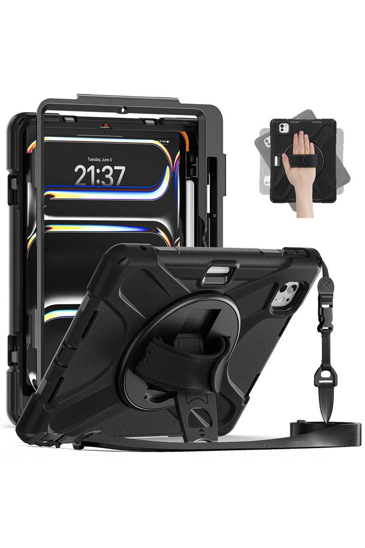 iPad Pro 11 2024 Zore Defender Tablet Silikon - Siyah