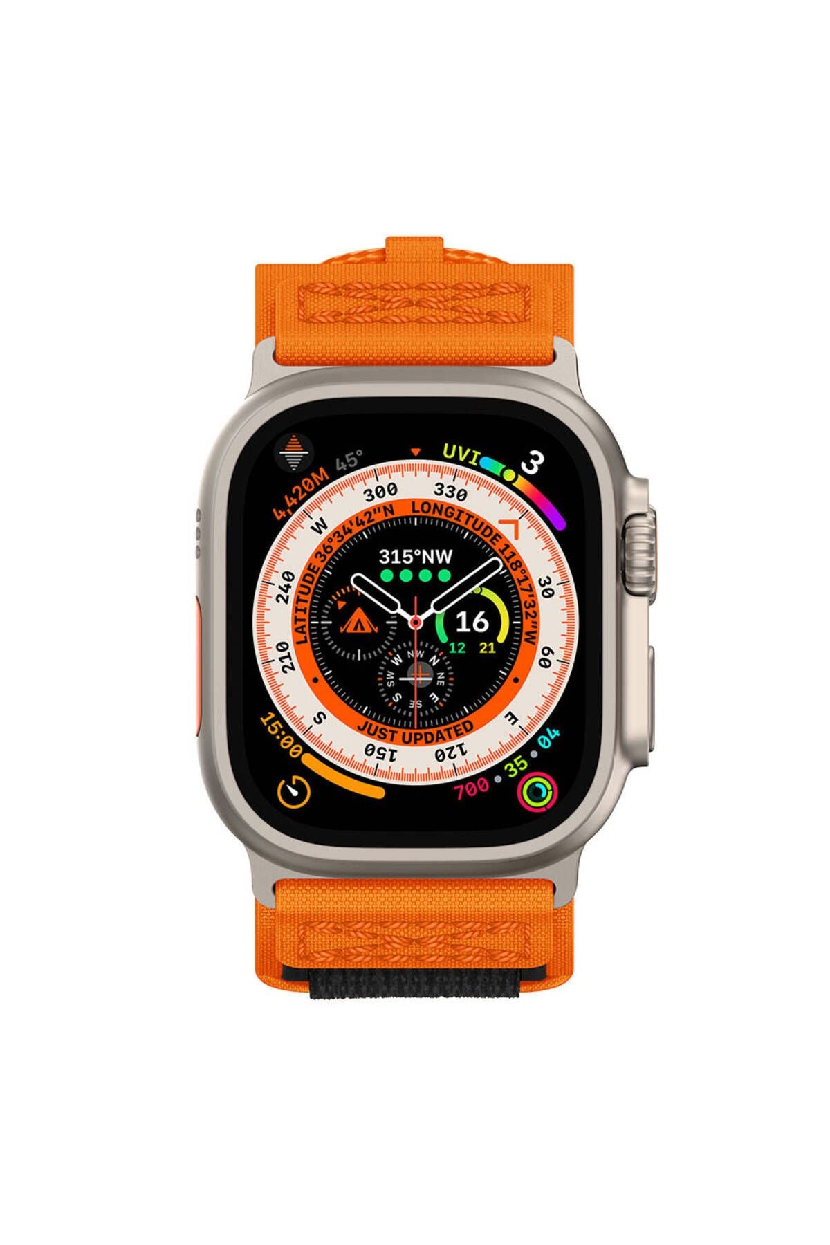 Watch Ultra 49mm Uyumlu CLO- KRD-99 Hasır Kordon-Turuncu