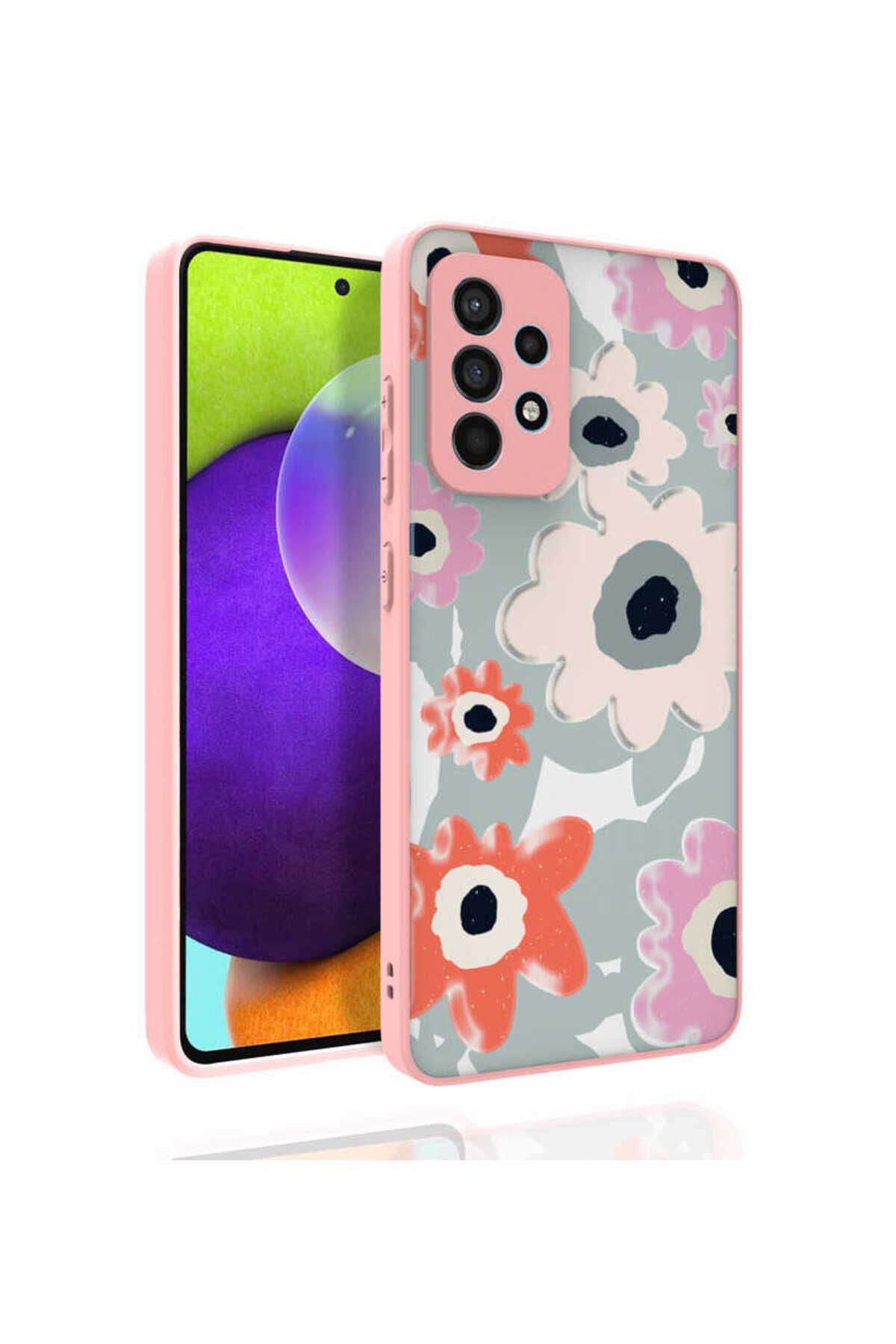 Galaxy A52 Kılıf Desenli Kamera Korumalı Parlak Zore Nora Kapak - NO1