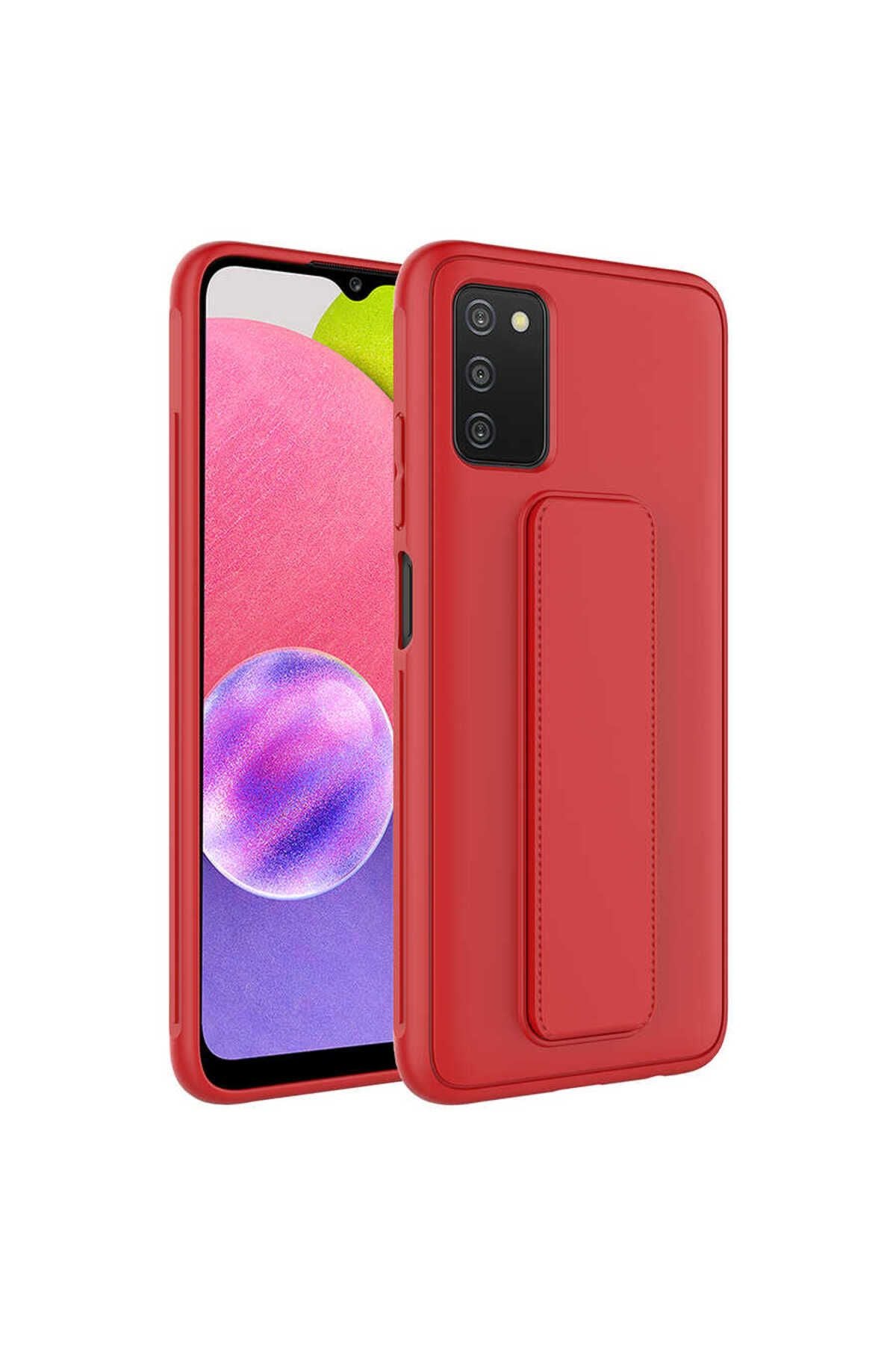 Galaxy A03S Kılıf Zore Qstand Kapak - Kırmızı