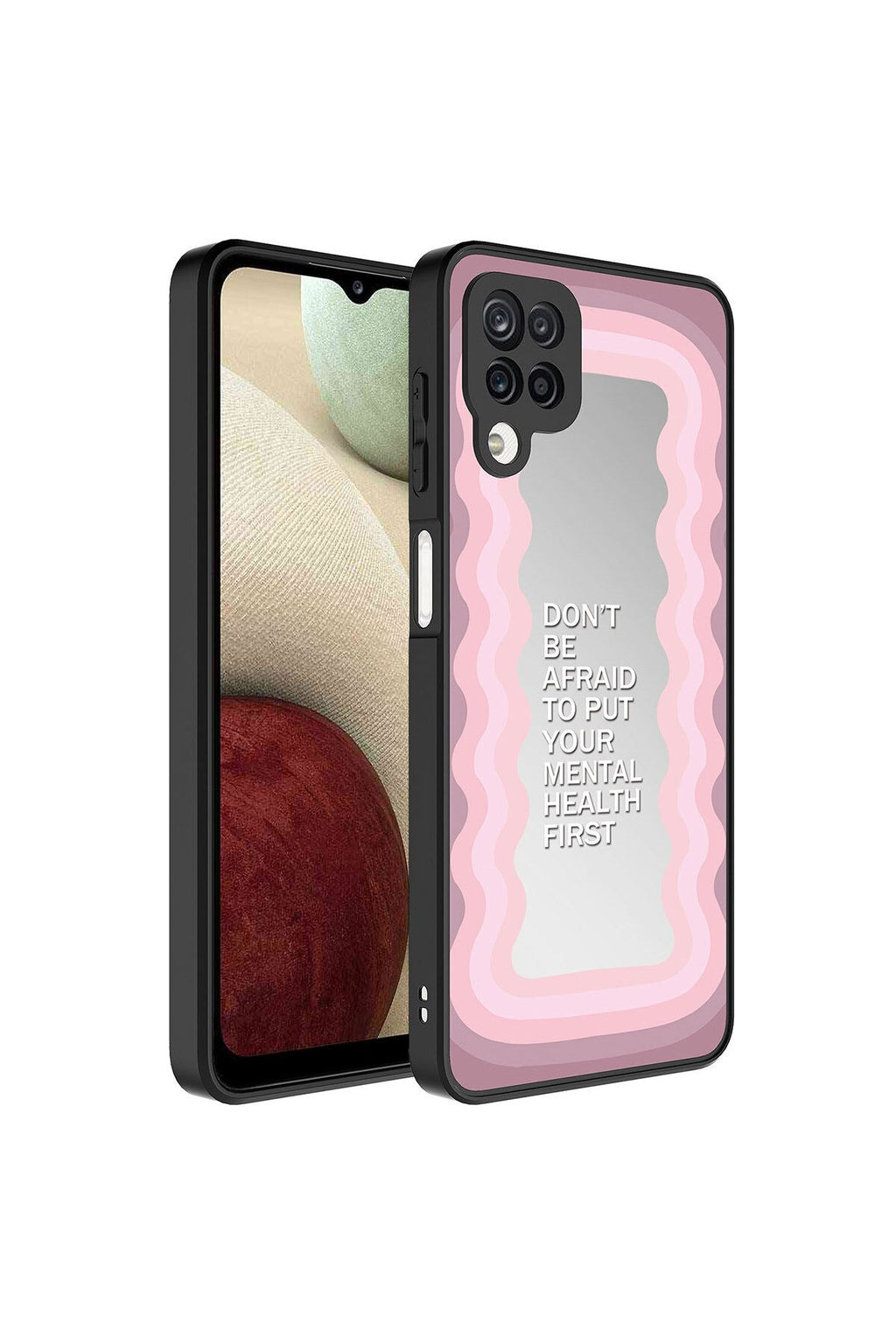 Galaxy A12 Kılıf Aynalı Desenli Kamera Korumalı Parlak Zore Mirror Kapak - Kalp