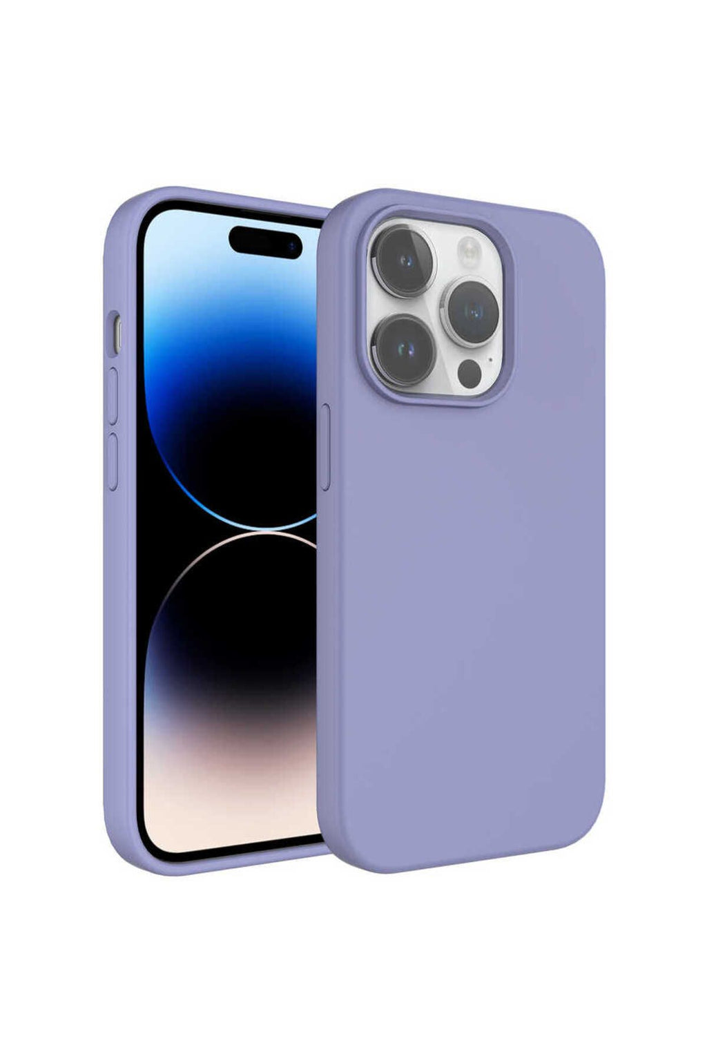 iPhone 14 Pro Uyumlu Sıvı Teknolojili Silinebilir Sert MRN Kivi Kılıf-Lavendery Gray