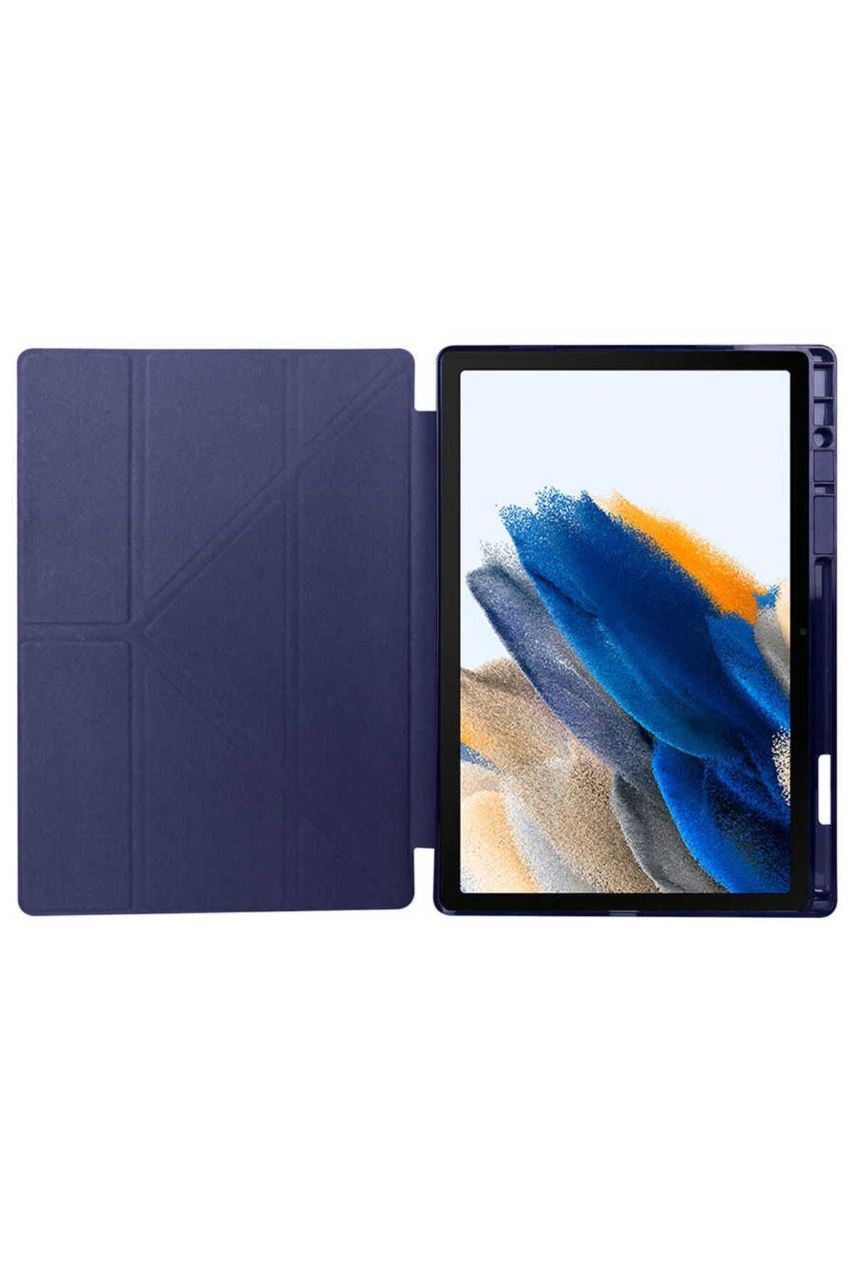 Galaxy Tab A8 10.5 SM-X200 (2021) Kılıf  Uyumlu Zore Tri Folding Kalem Bölmeli Standlı Kılıf-Siyah