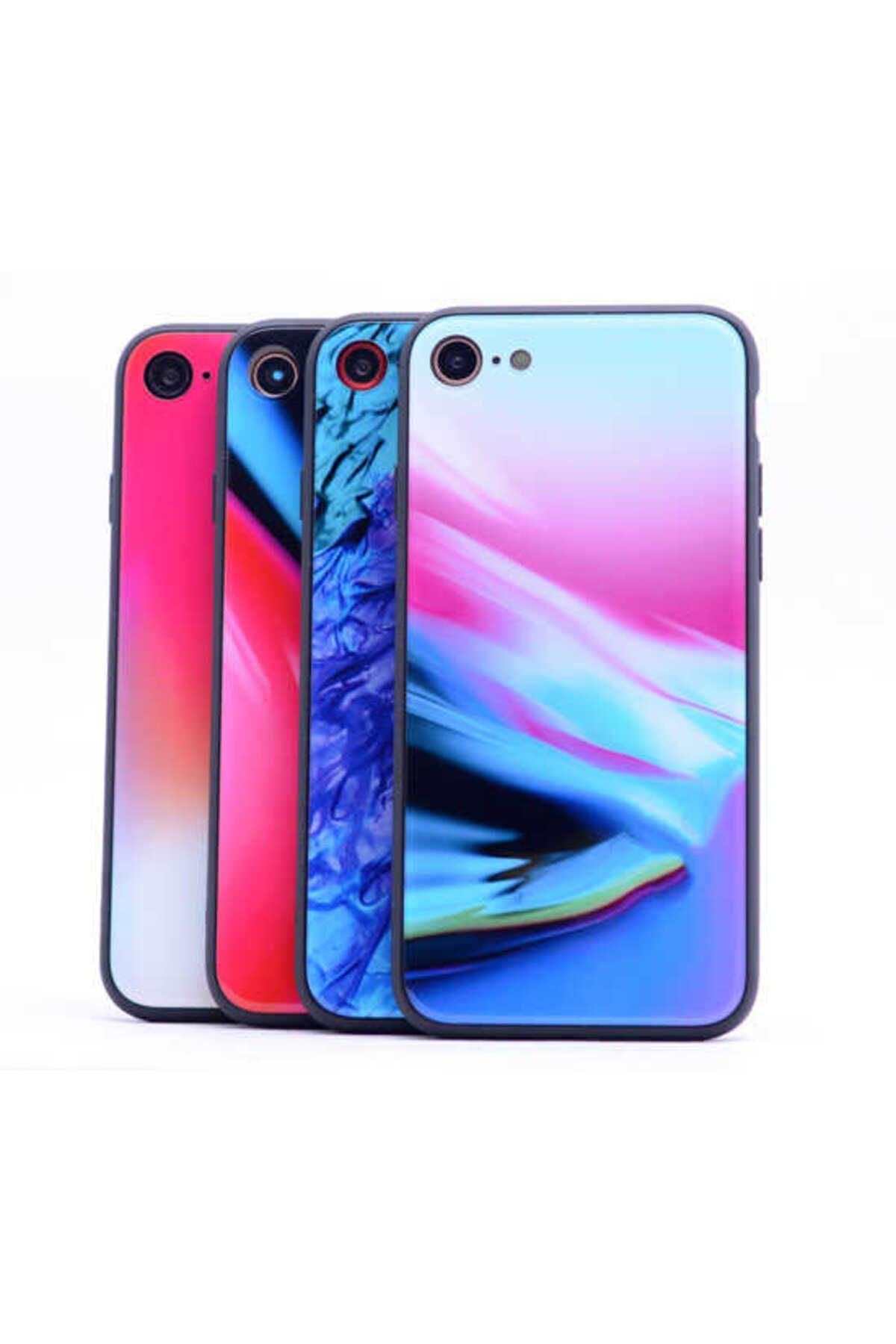 iPhone SE 2022 Uyumlu ALT Ebruli Cam Kılıf-NO6