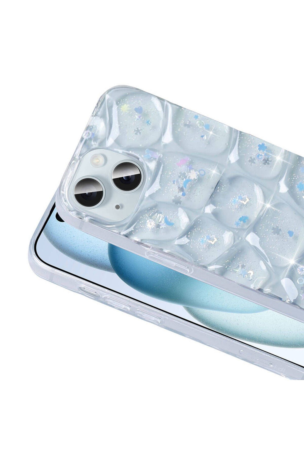 iPhone 15 Uyumlu c312 Kılıf Simli 3D Desenli Zore Hacar Kapak-Mor-Mavi