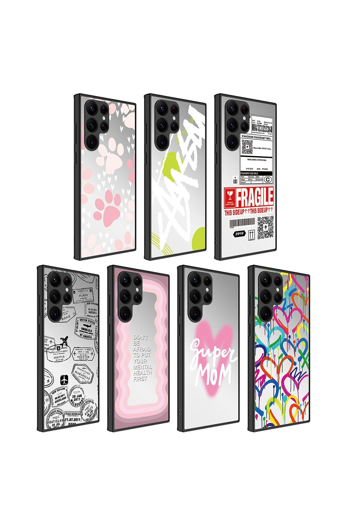 Galaxy S23 Ultra Uyumlu Aynalı Desenli Kamera Korumalı Parlak Zore Mirror Kılıf-Ayna