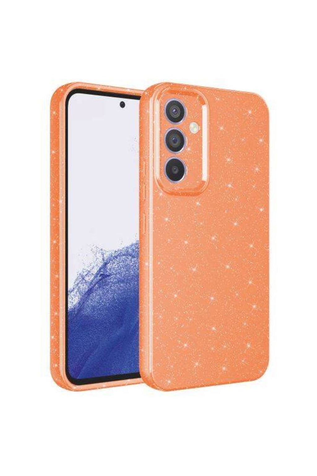 Galaxy A34 Kılıf Kamera Korumalı Simli Lüks Zore Koton Kapak - Turuncu