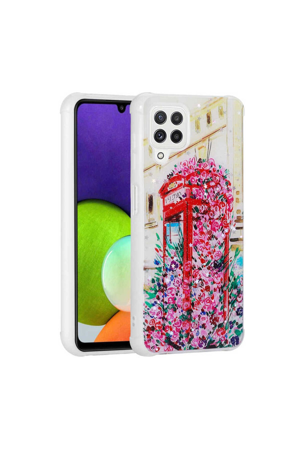 Galaxy A22 4G Uyumlu  Kılıf Simli Desenli Kamera Korumalı Parlak SVL Popy Kapak - Kulübe