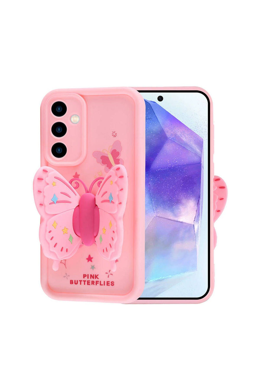 Galaxy A35 Kılıf Kamera Korumalı Figür Tasarımlı Zore Kapya Kapak - Pembe Koyu