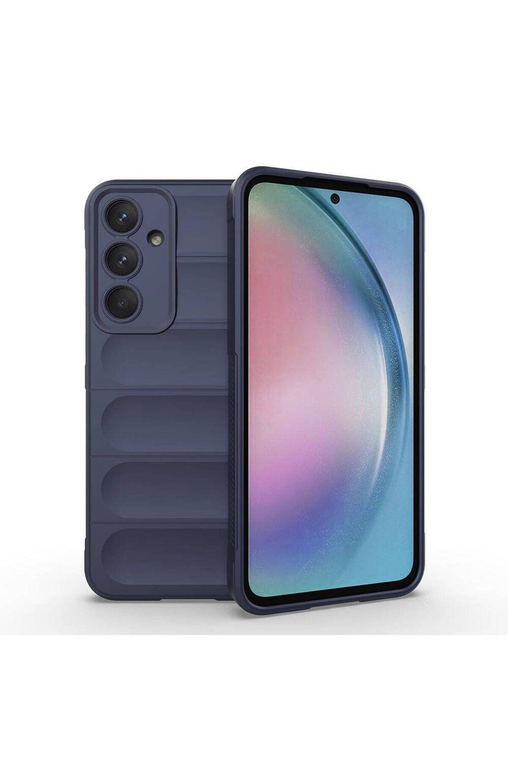 Galaxy A55 Kılıf Esnek TPU Oyuklu Arka Yüzey Tasarımlı Zore Etnik Silikon Kapak - Lacivert