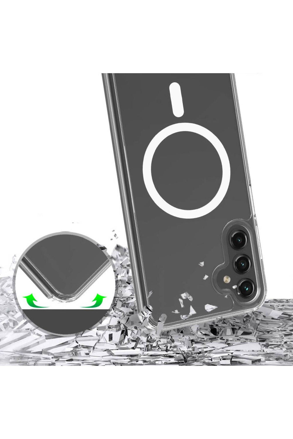 Galaxy S24 FE Kılıf Magsafe Şarj Özellikli Şeffaf Sert PC Zore Embos Kapak - Şeffaf