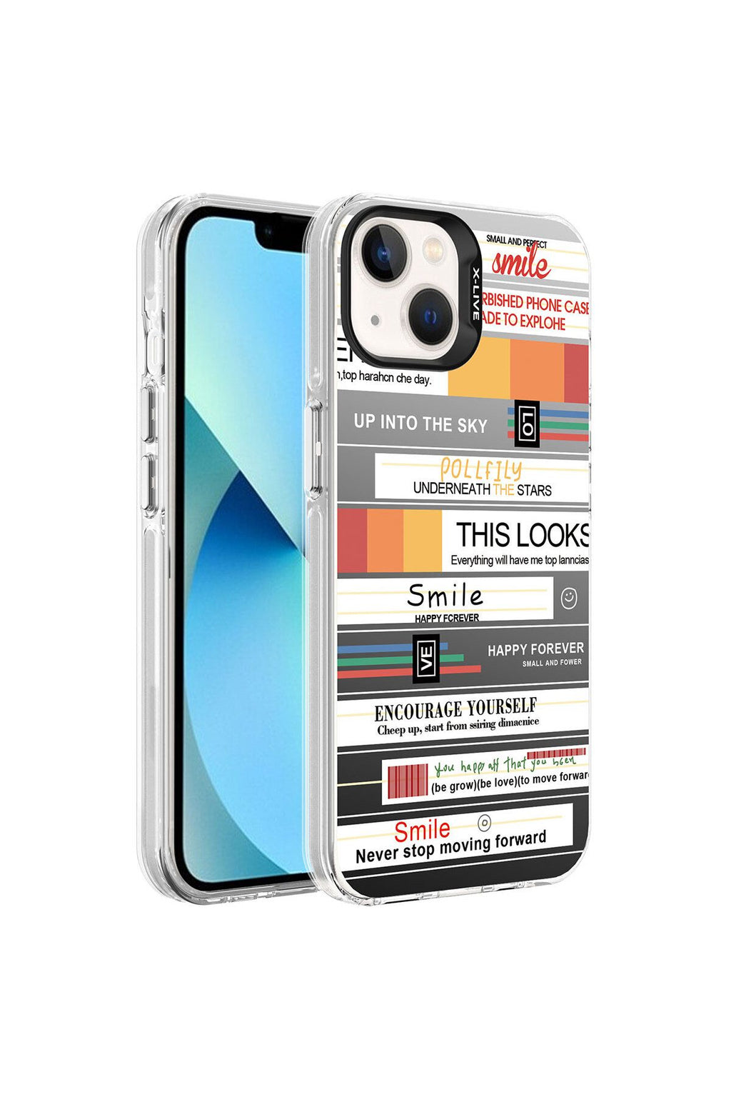 iPhone 14 Uyumlu Desenli Zore Silver Sert Kılıf-Mottolar