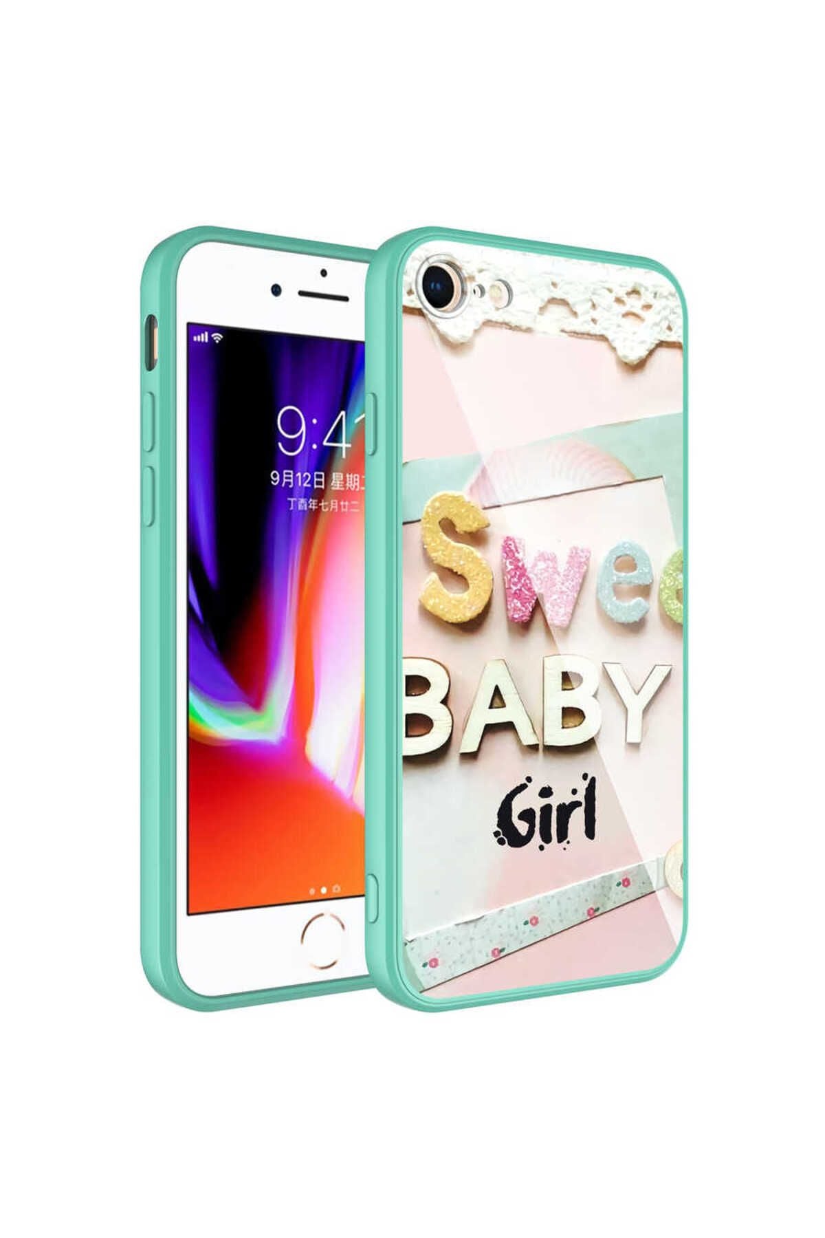 iPhone 8 Kılıf Kamera Korumalı Desenli Sert Silikon Zore Epoksi Kapak - NO5