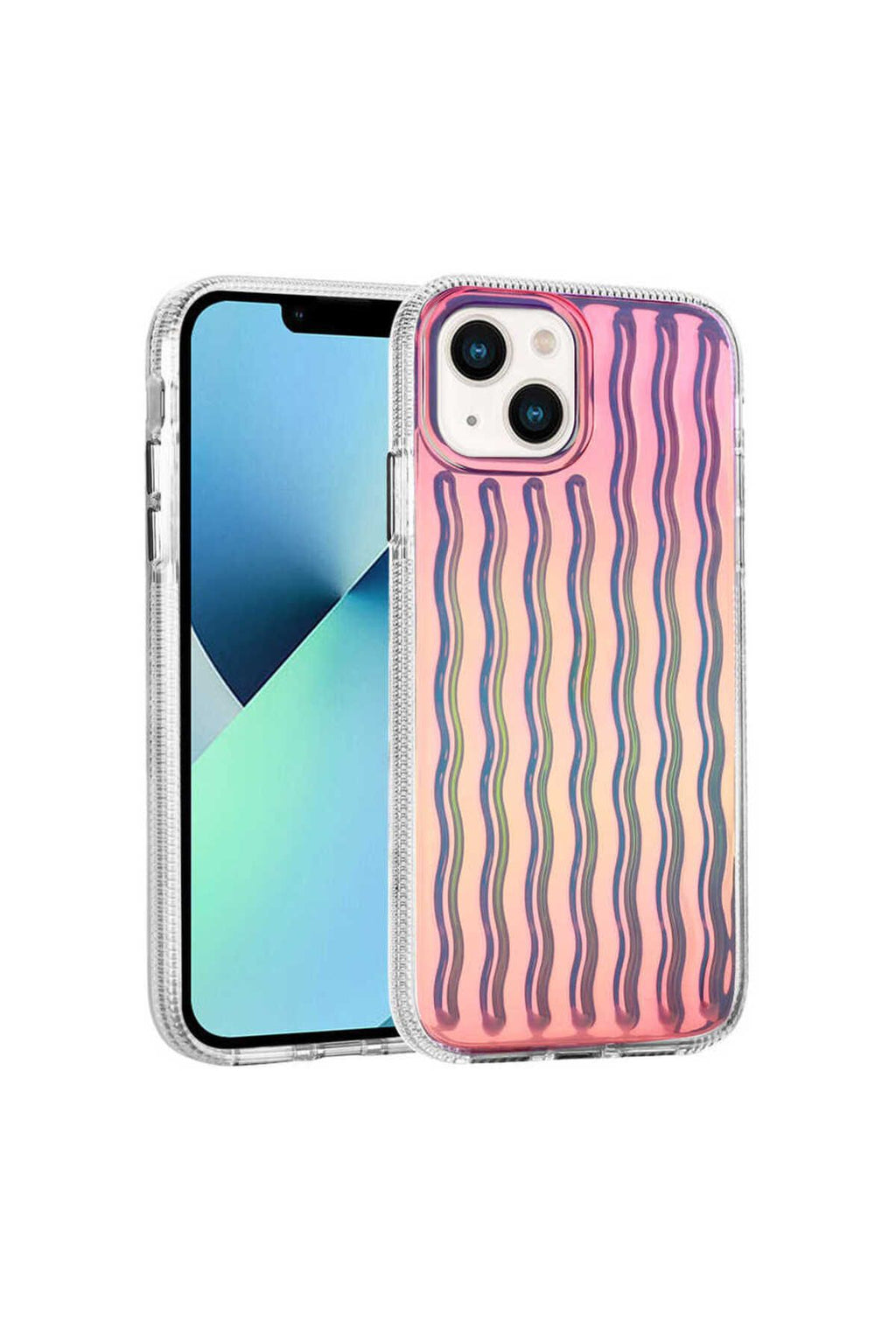 iPhone 14 Uyumlu Kabartmalı Dalga Tasarımlı Silikon Zore İsmira Kılıf-NO9