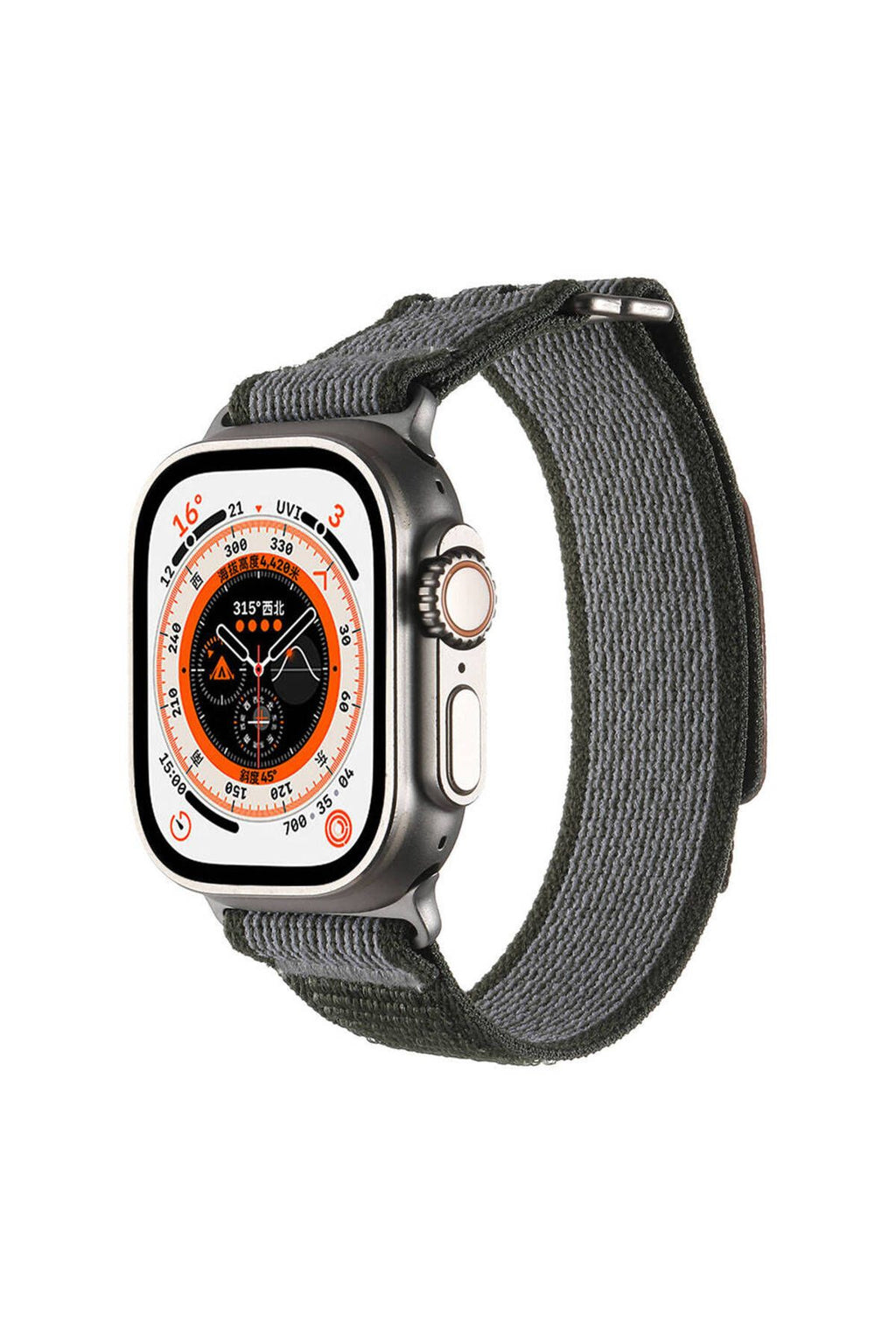 Apple Watch Ultra 49mm Hasır Kordon Zore KRD-106 Strap Kayış-Siyah-Gri