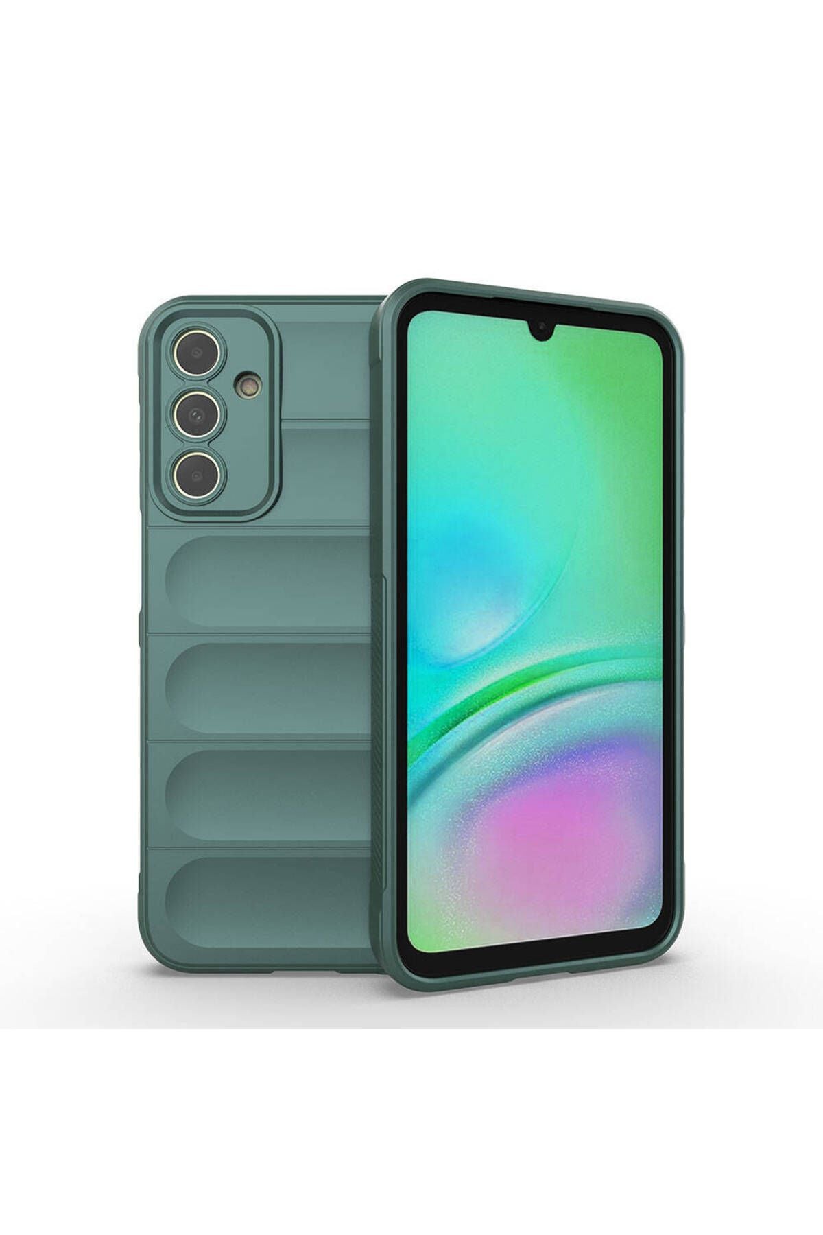 Galaxy A15 Kılıf Esnek TPU Oyuklu Arka Yüzey Tasarımlı Zore Etnik Silikon Kapak - Koyu Yeşil