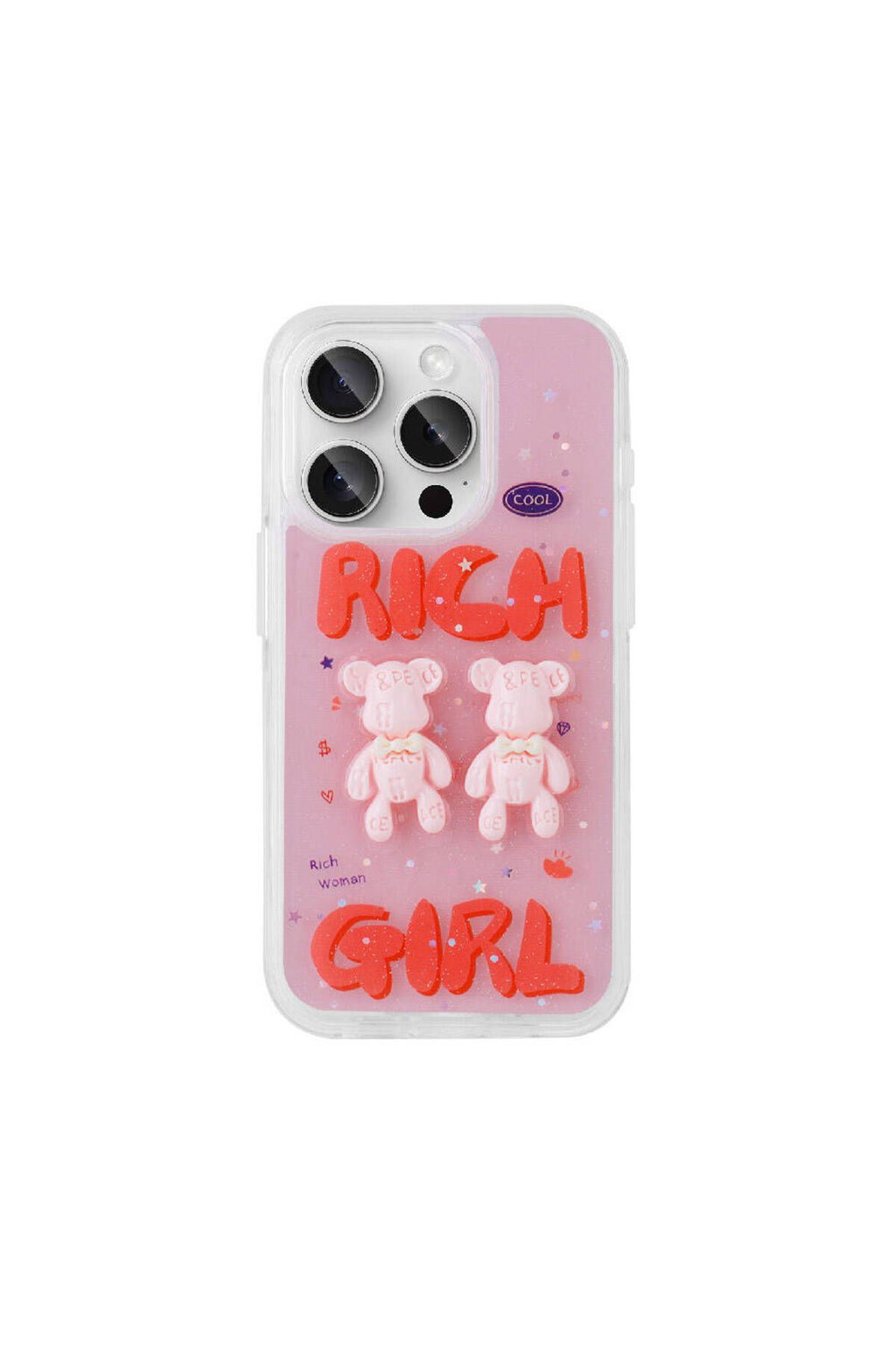 iPhone 15 Pro Uyumlu Kabartma Figürlü Parlak Zore Minimini Silikon Kılıf-Mor