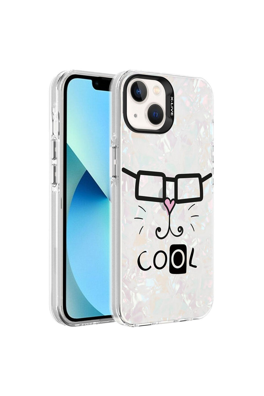 iPhone 14 Uyumlu Mermer Desenli Zore Marbello Kılıf-Beyaz