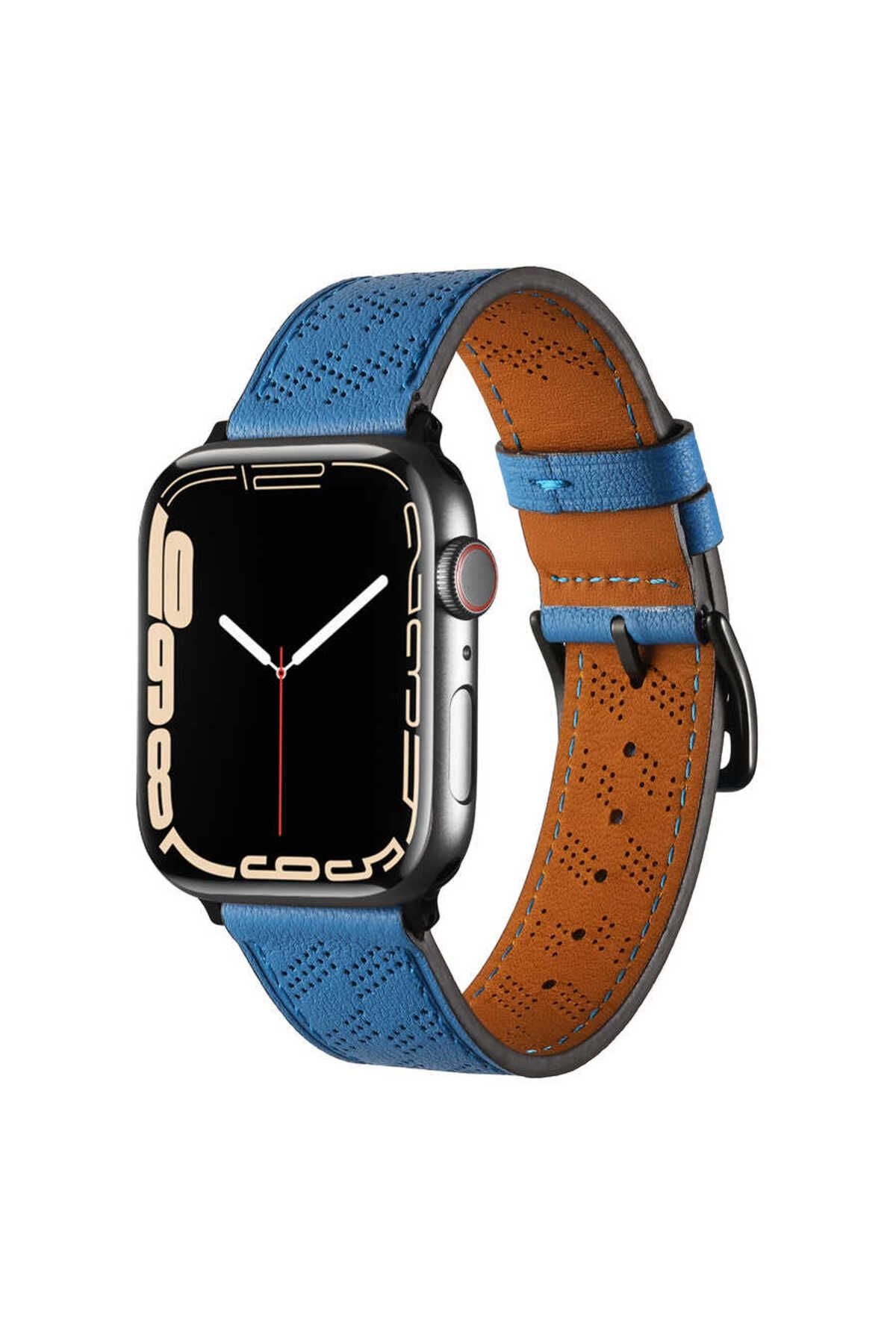 Watch Ultra 49mm Uyumlu KRD-76 PU Deri Kordon Strap Kayış CLO- Koyu Yeşil