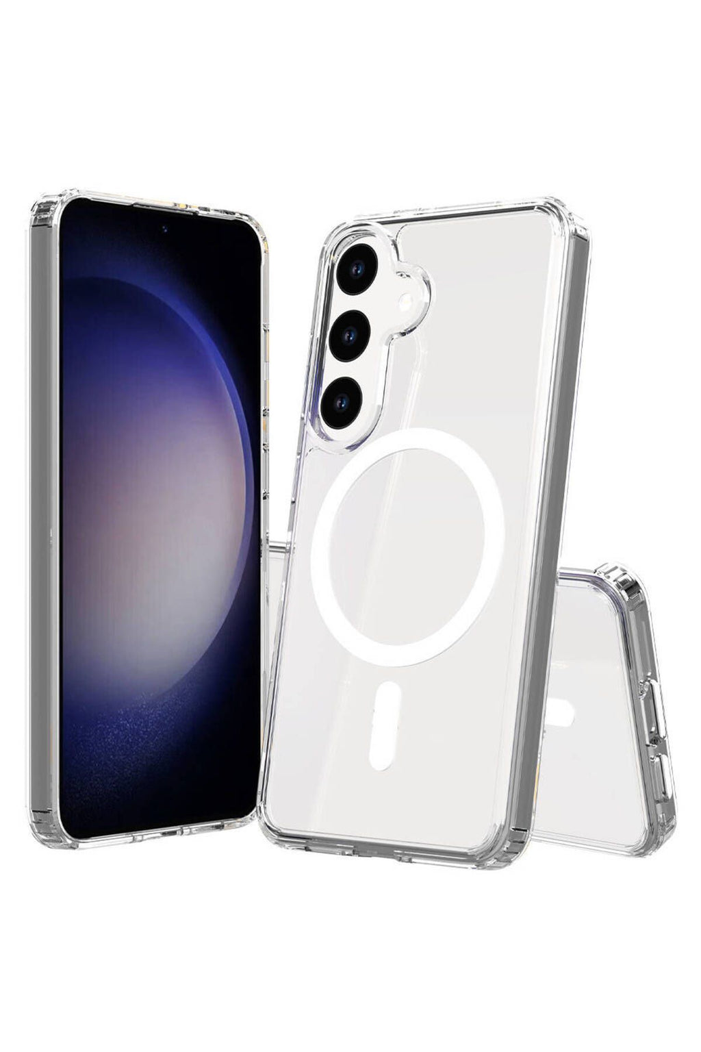 Galaxy S24 FE Kılıf Magsafe Şarj Özellikli Şeffaf Sert PC Zore Embos Kapak - Şeffaf
