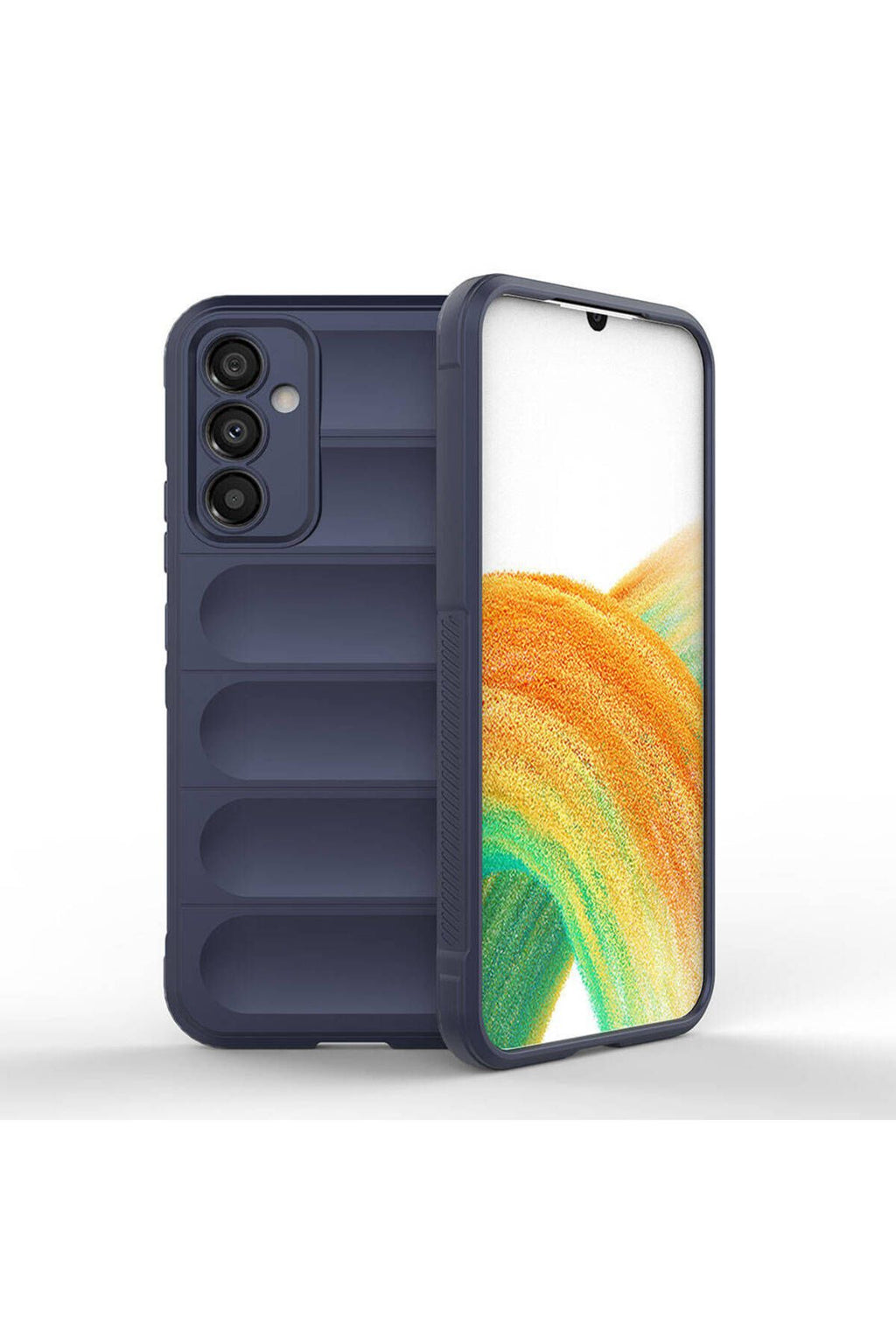 Galaxy A34 Kılıf Esnek TPU Oyuklu Arka Yüzey Tasarımlı Zore Etnik Silikon Kapak - Lacivert