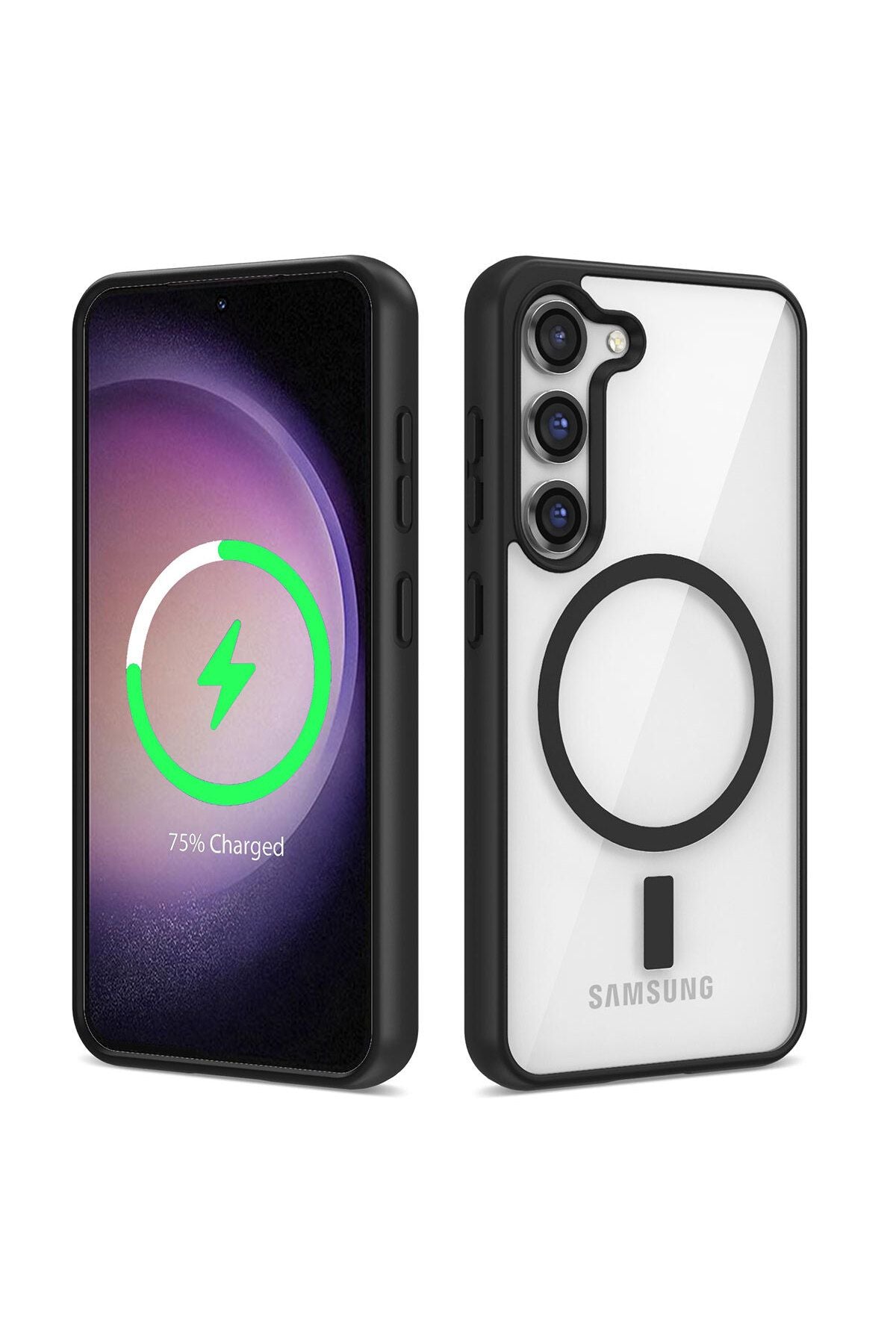 Galaxy S23 Uyumlu Magsafe Wireless Şarj Özellikli Silikon Zore Ege Kılıf-Siyah