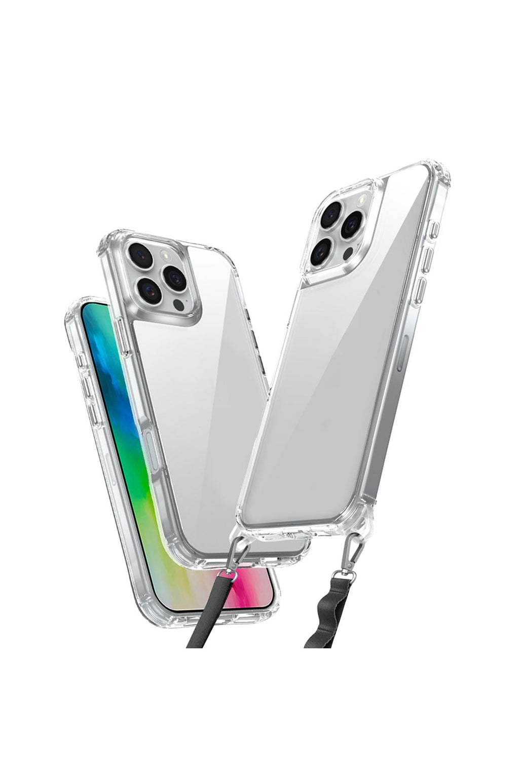 iPhone 16 Pro Max Kılıf Airbagli Takılabilir Askı Aparatlı Zore Snap Silikon Kapak - Şeffaf